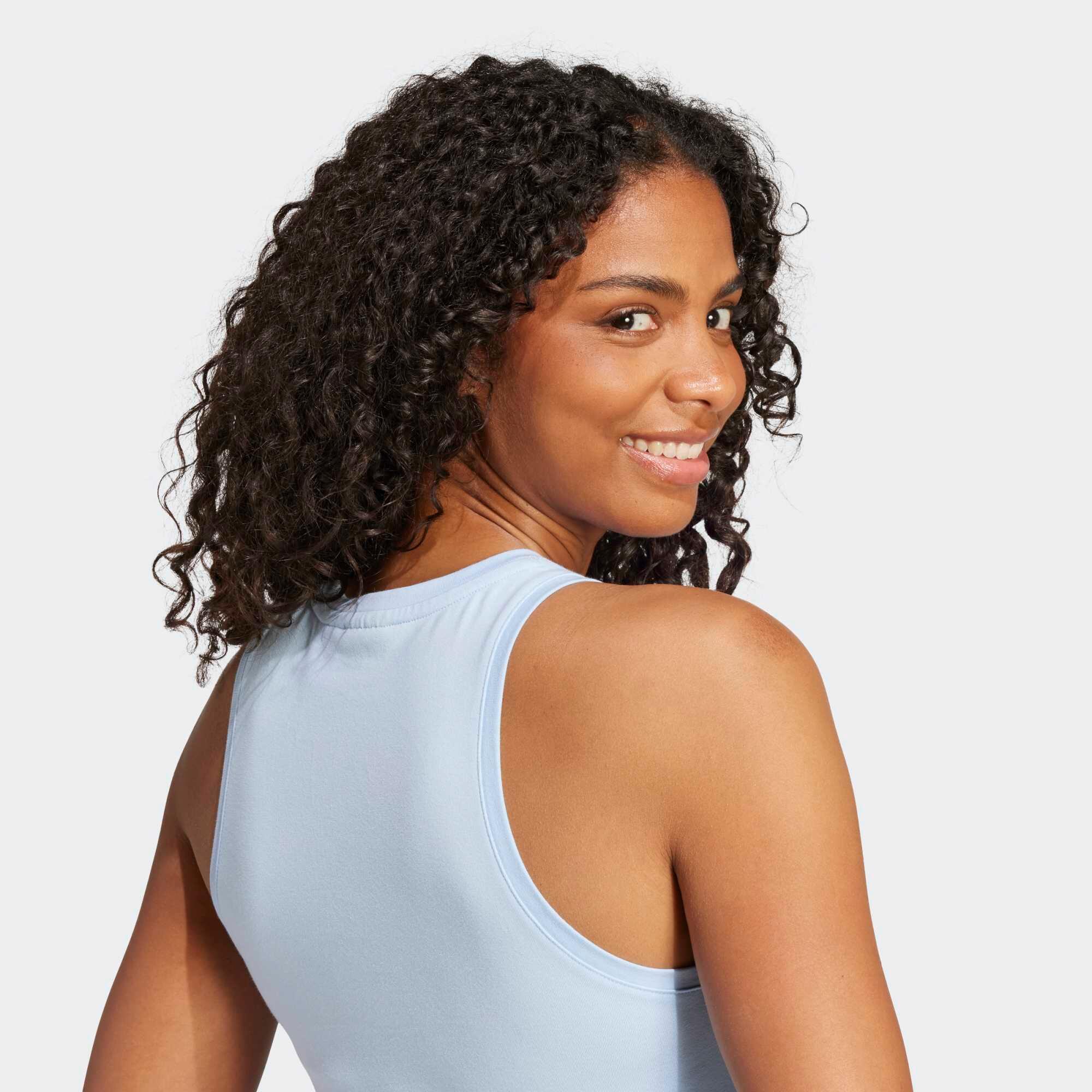 Canotta ADIDAS donna palestra regular fit cotone azzurra 4/6
