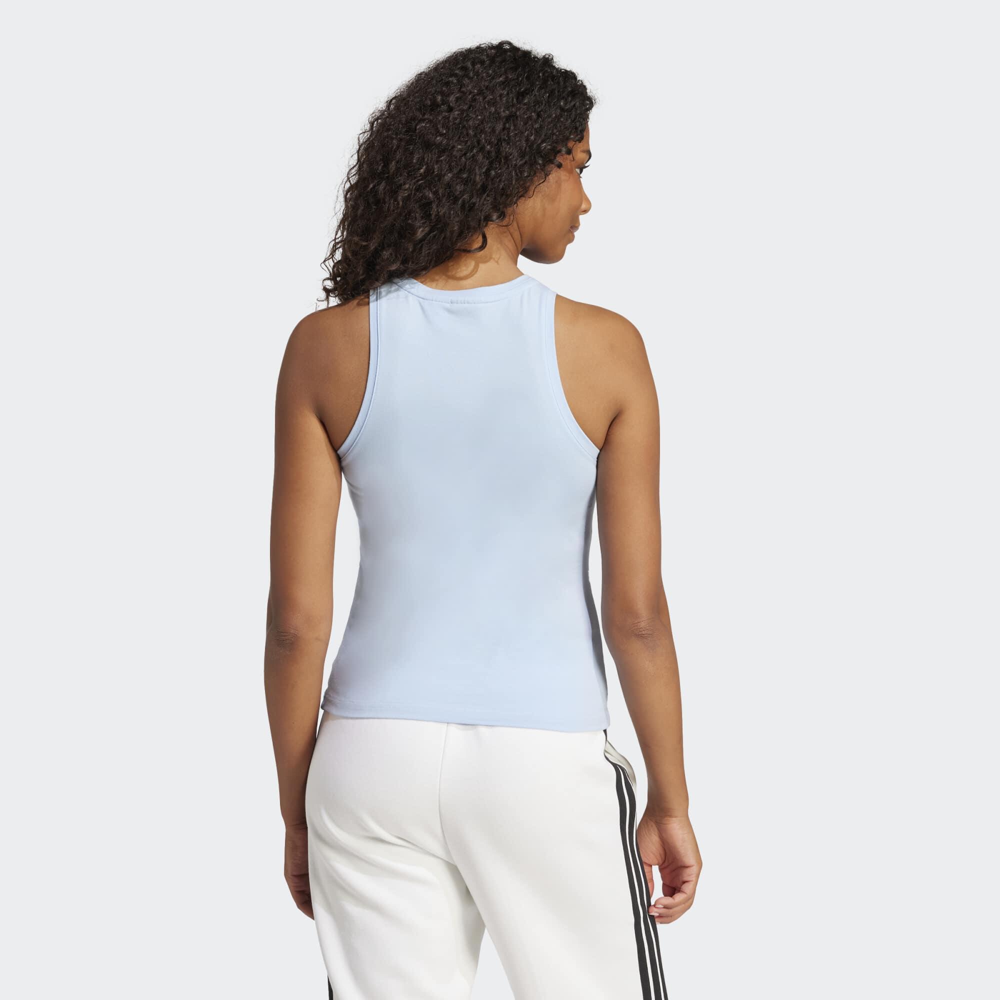 Canotta ADIDAS donna palestra regular fit cotone azzurra 2/6