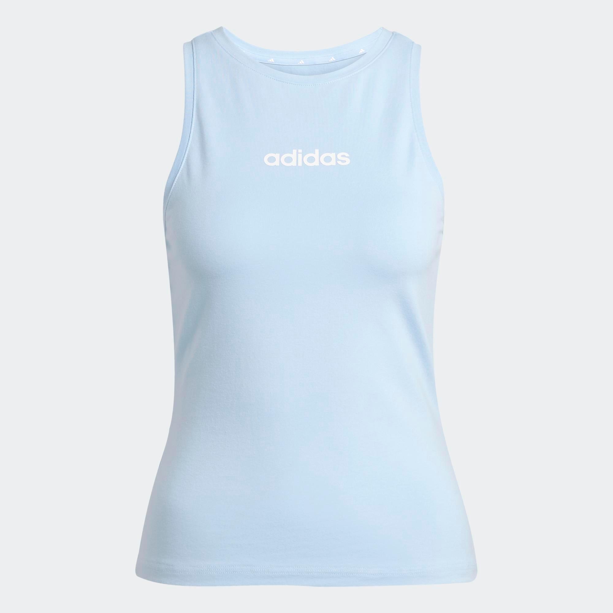 Canotta ADIDAS donna palestra regular fit cotone azzurra 6/6