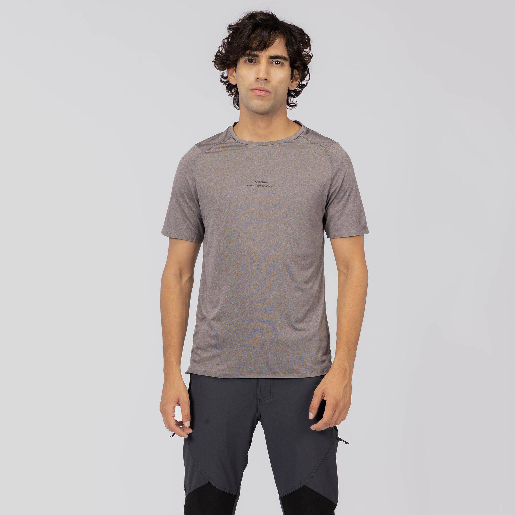 Men’s Short-sleeved Hiking T-Shirt MH500 - Grey -  2
