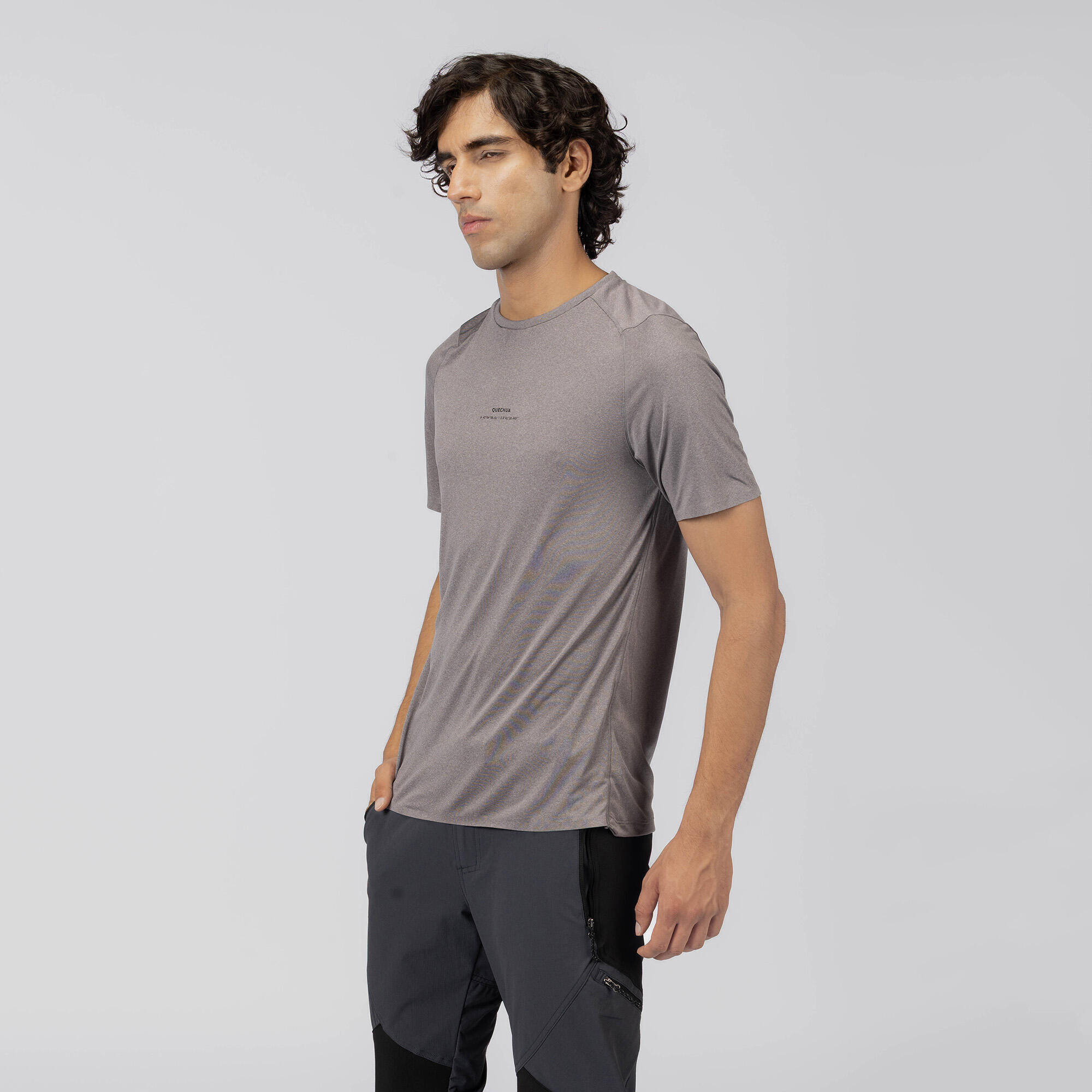 Men’s Short-sleeved Hiking T-Shirt MH500 - Grey -  4