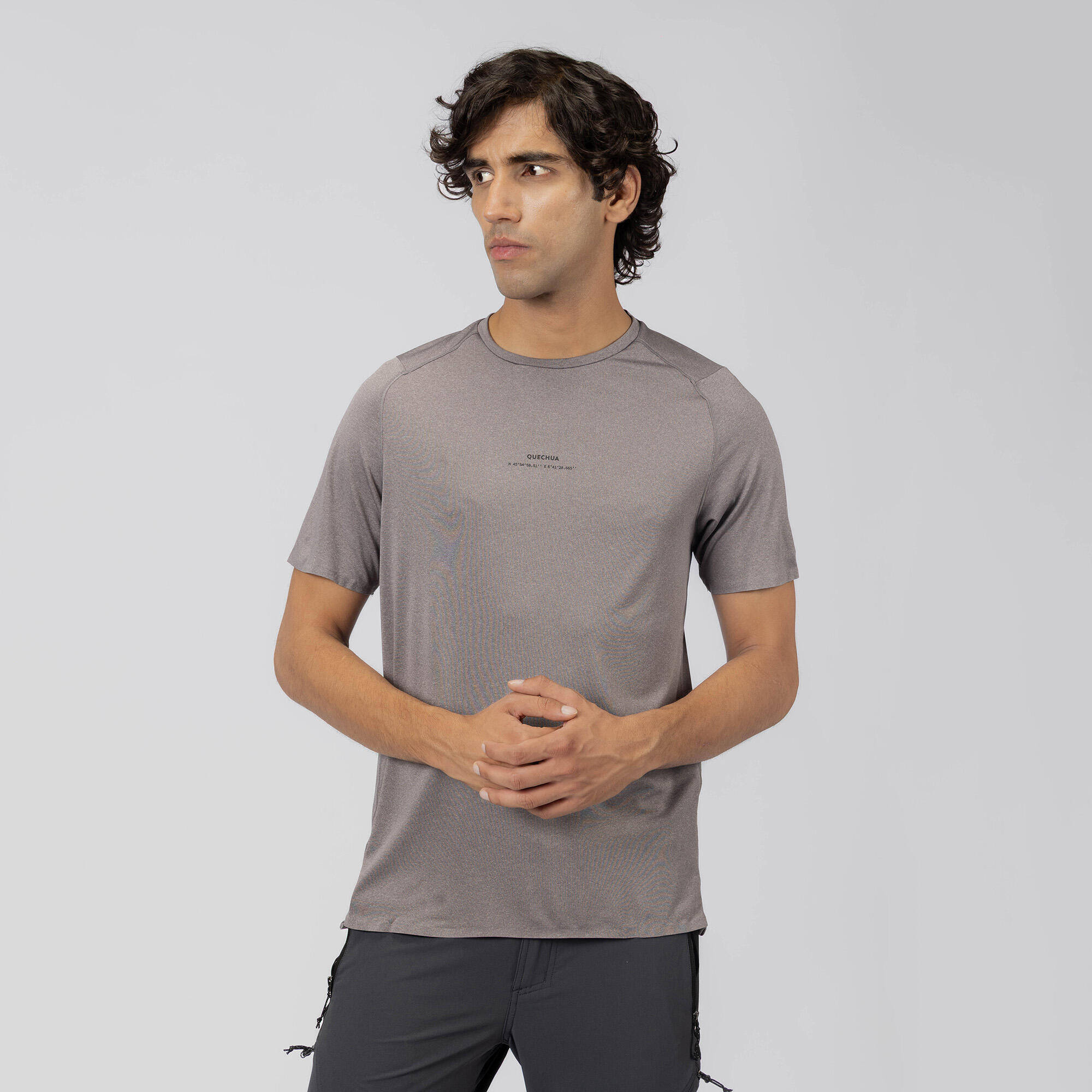 Men’s Short-sleeved Hiking T-Shirt MH500 - Grey -  5