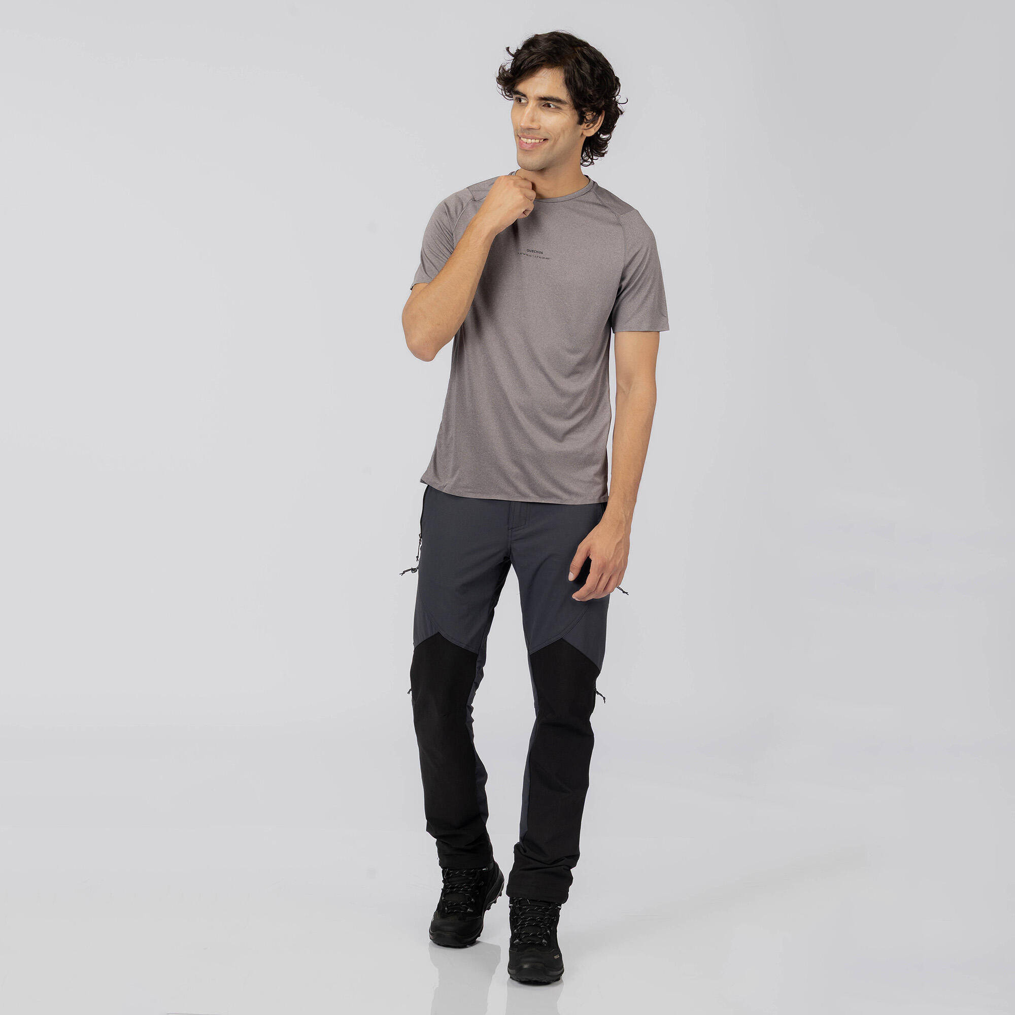 Men’s Short-sleeved Hiking T-Shirt MH500 - Grey -  3