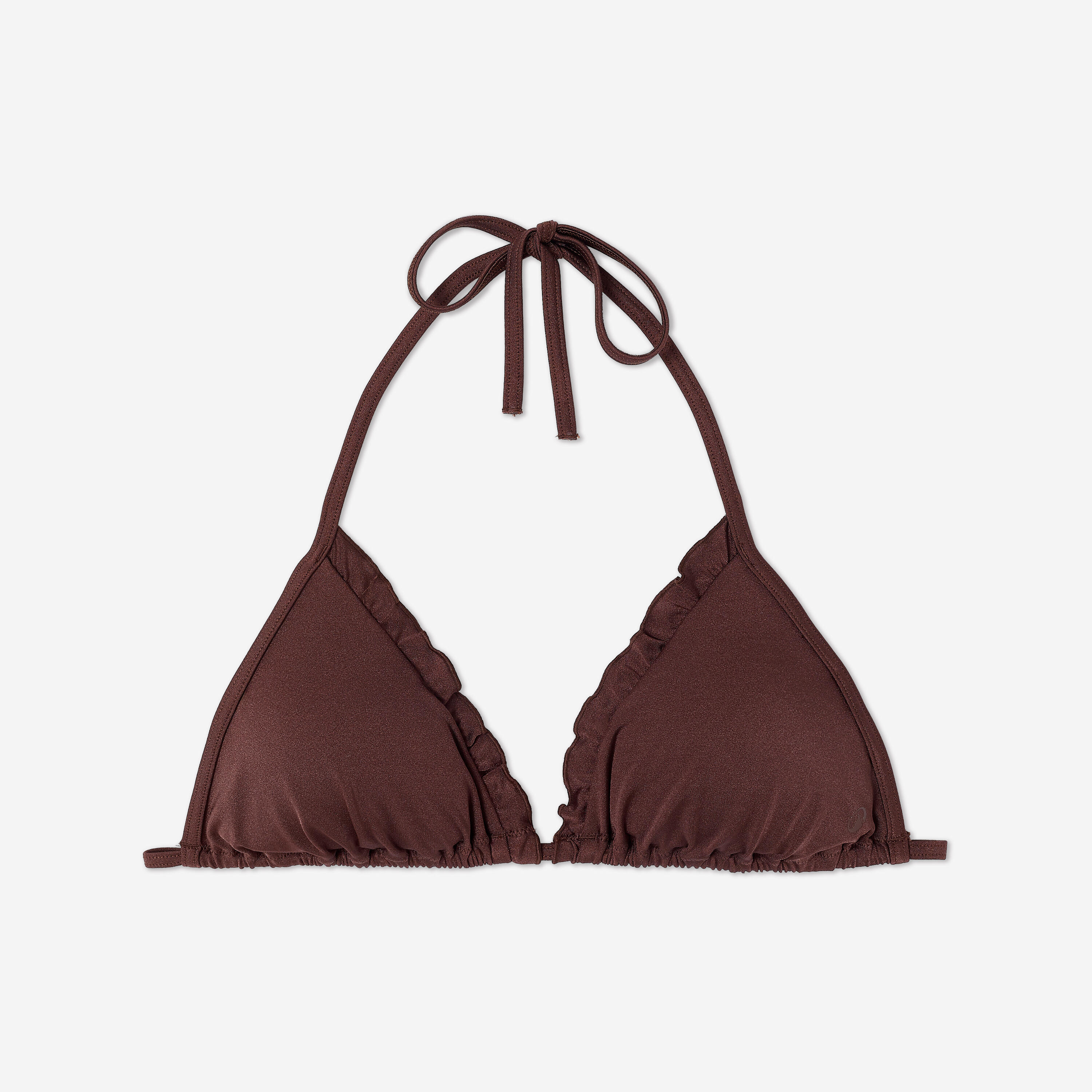 Haut de maillot de bain triangle à volants femme, Mae Cancan marron 6/6