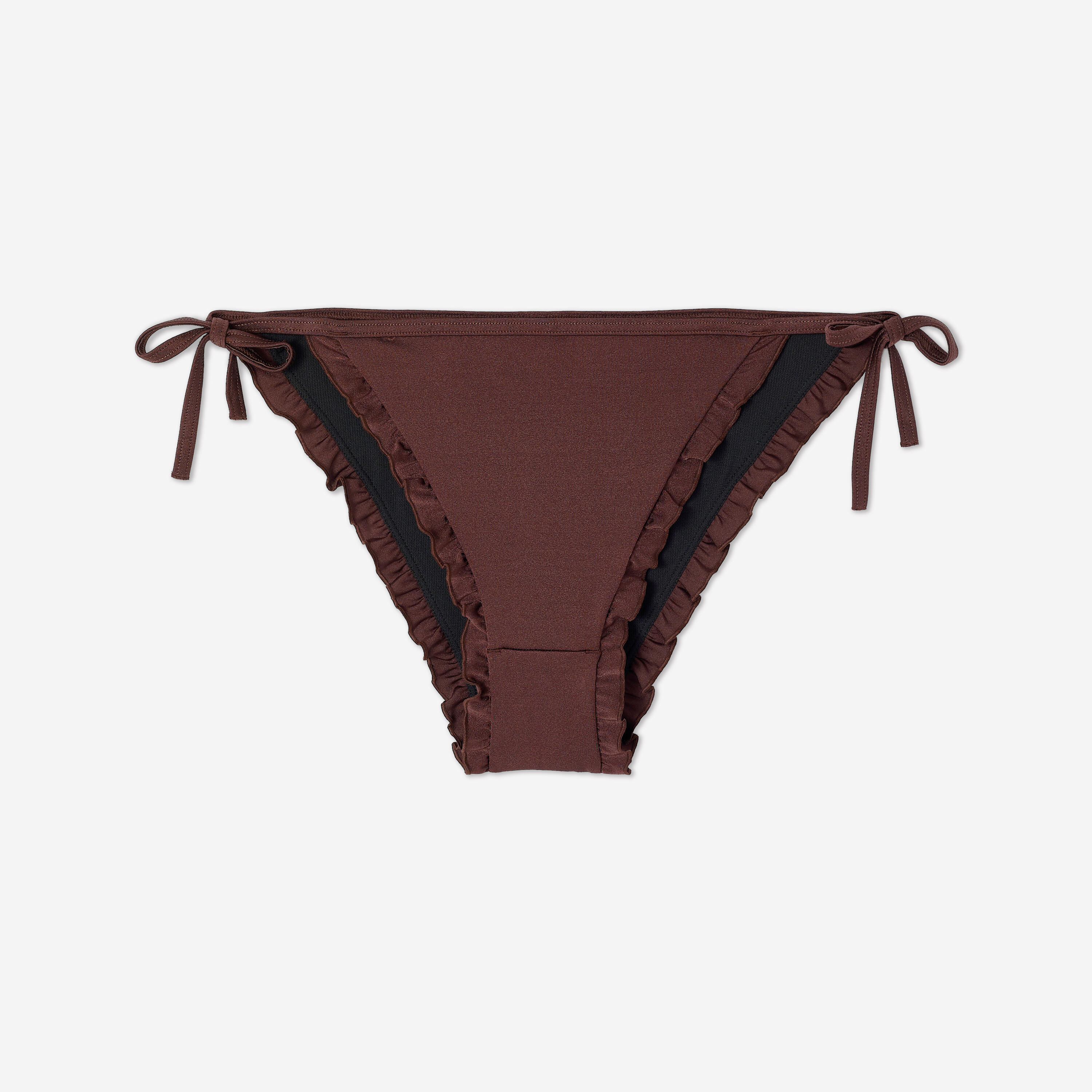 Bas de maillot de bain culotte à volants femme, Sandy Cancan marron 6/6
