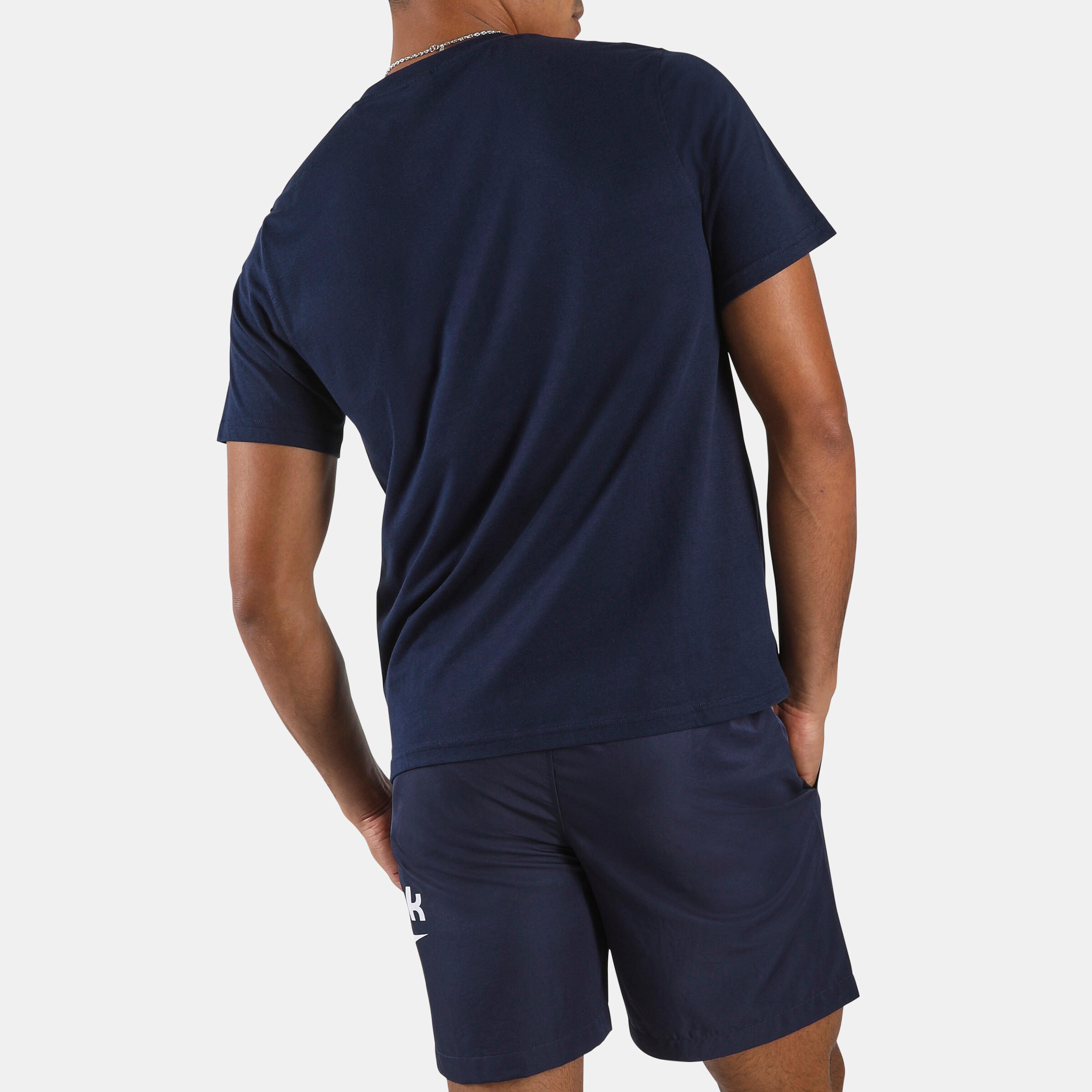 T-shirt Reebok uomo palestra regular fit cotone azzurra con logo 2/4