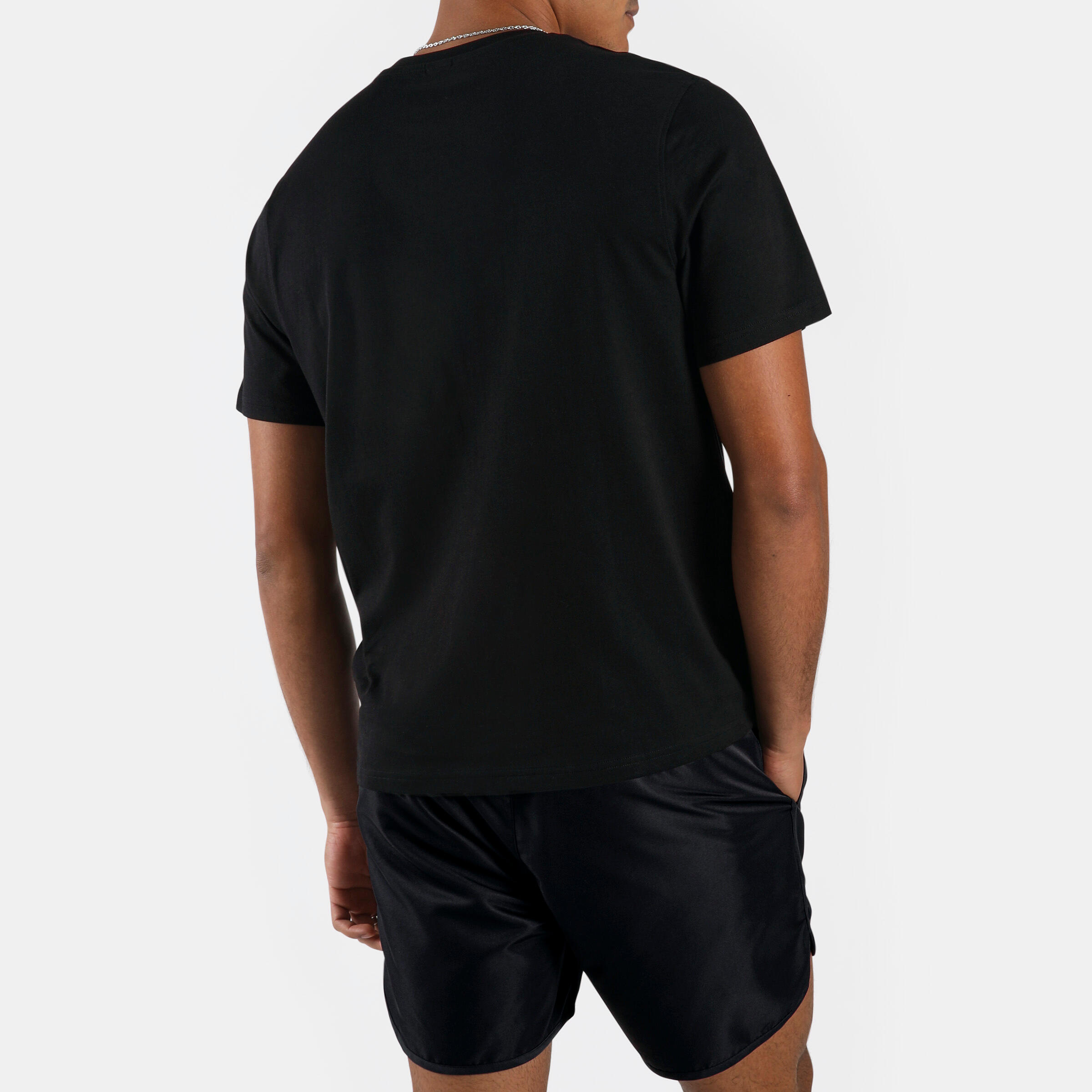 T-shirt nera Reebok uomo palestra regular fit cotone con logo 4/4