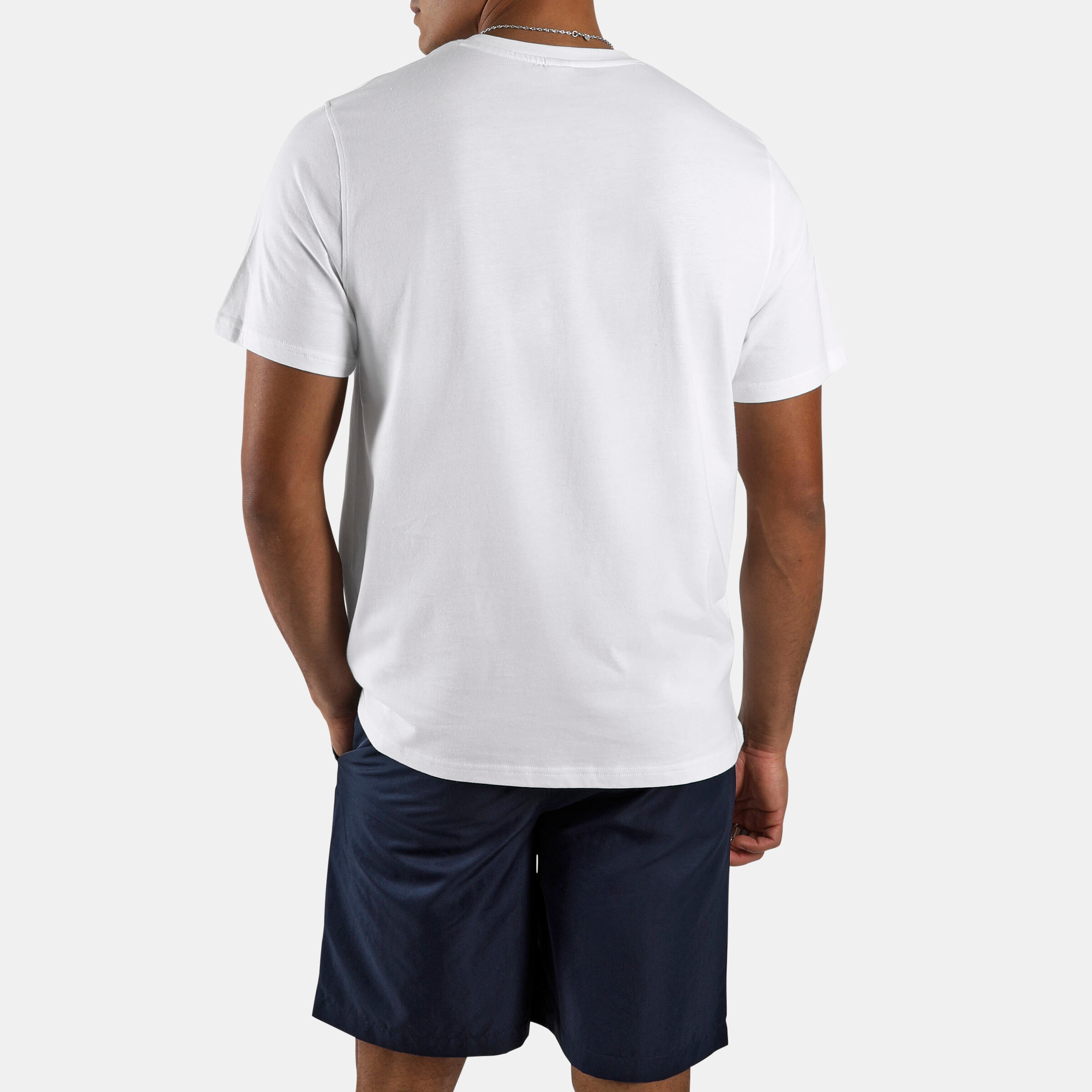 T-shirt bianca Reebok uomo palestra regular fit cotone con logo 3/4