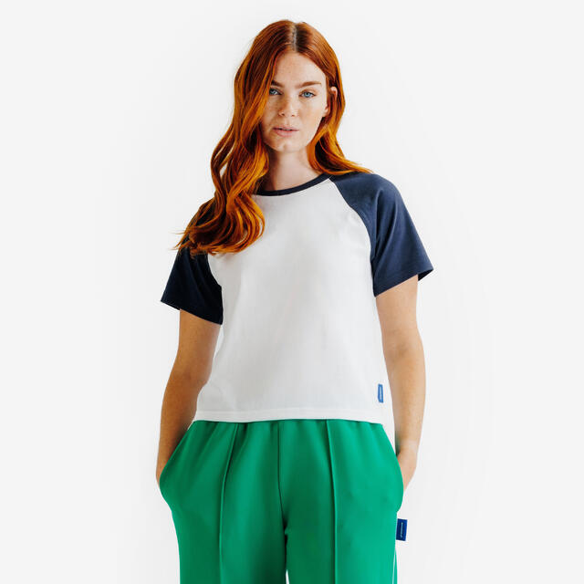 T-Shirt Damen - Heritage weiß/marineblau