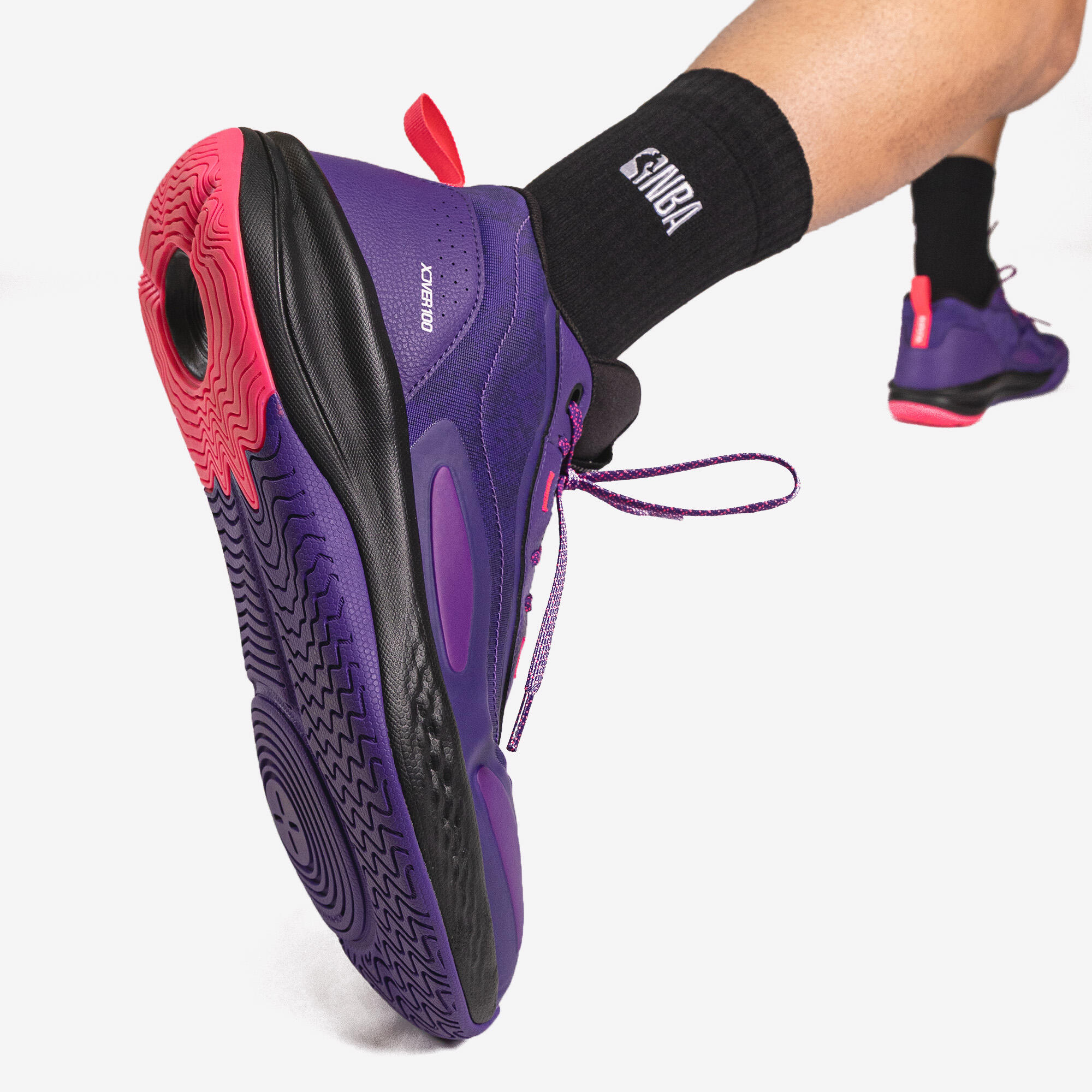 Adult Xover 100 Mid Cut Purple Pink Basketball Shoe - Image 11