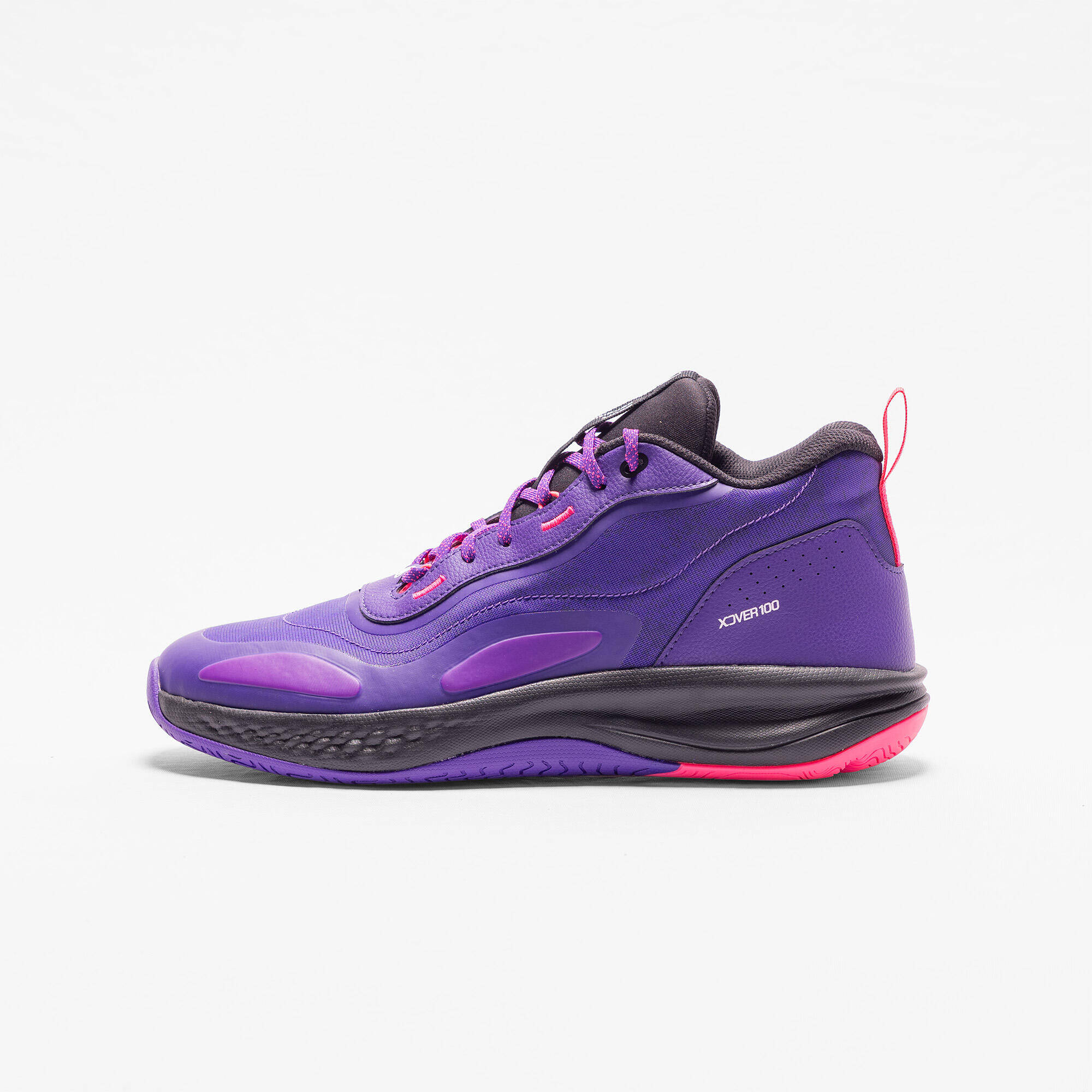 Adult Basketball Shoe Xover 100 Mid Cut Purple Pink -  1