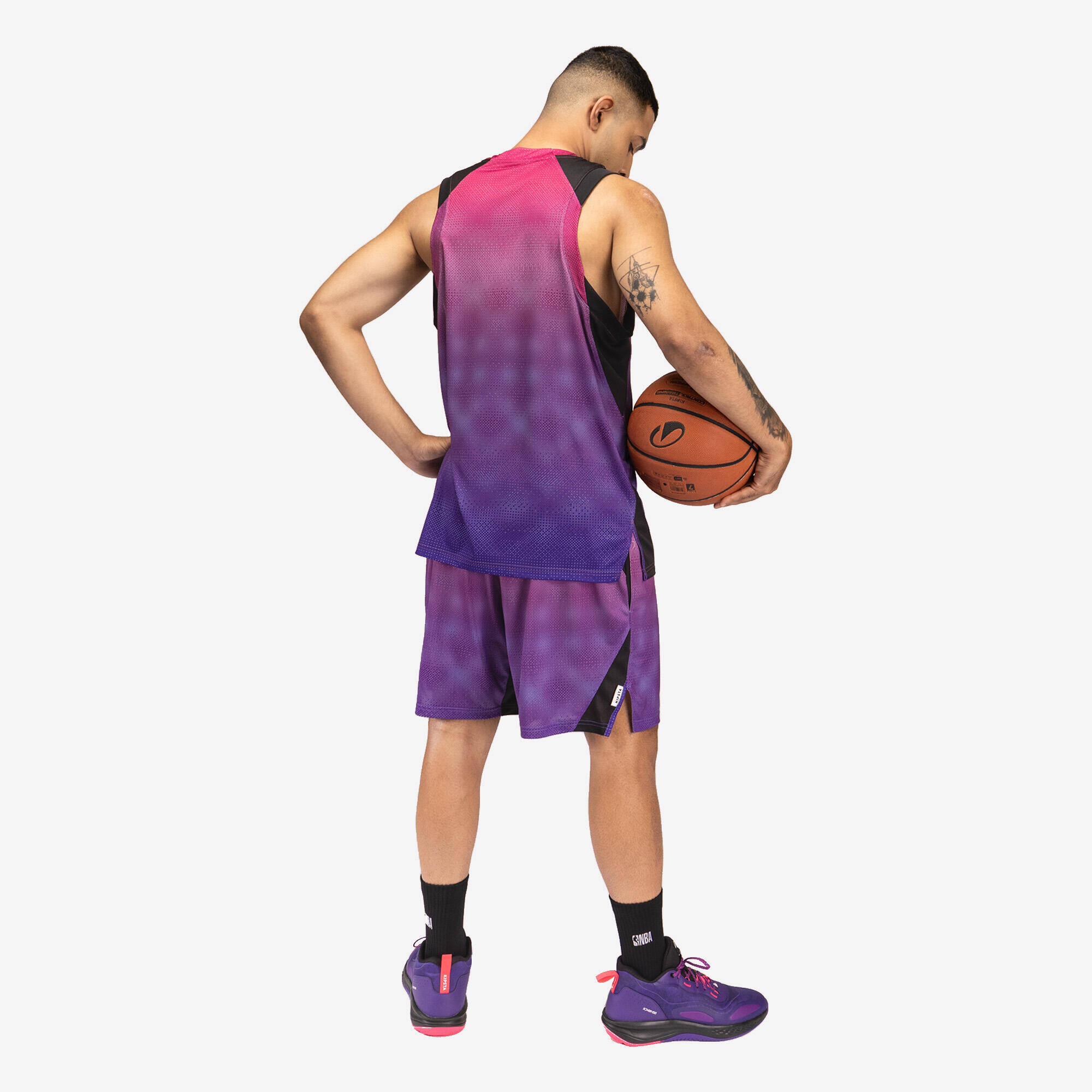 Adult Basketball Shoe Xover 100 Mid Cut Purple Pink -  5