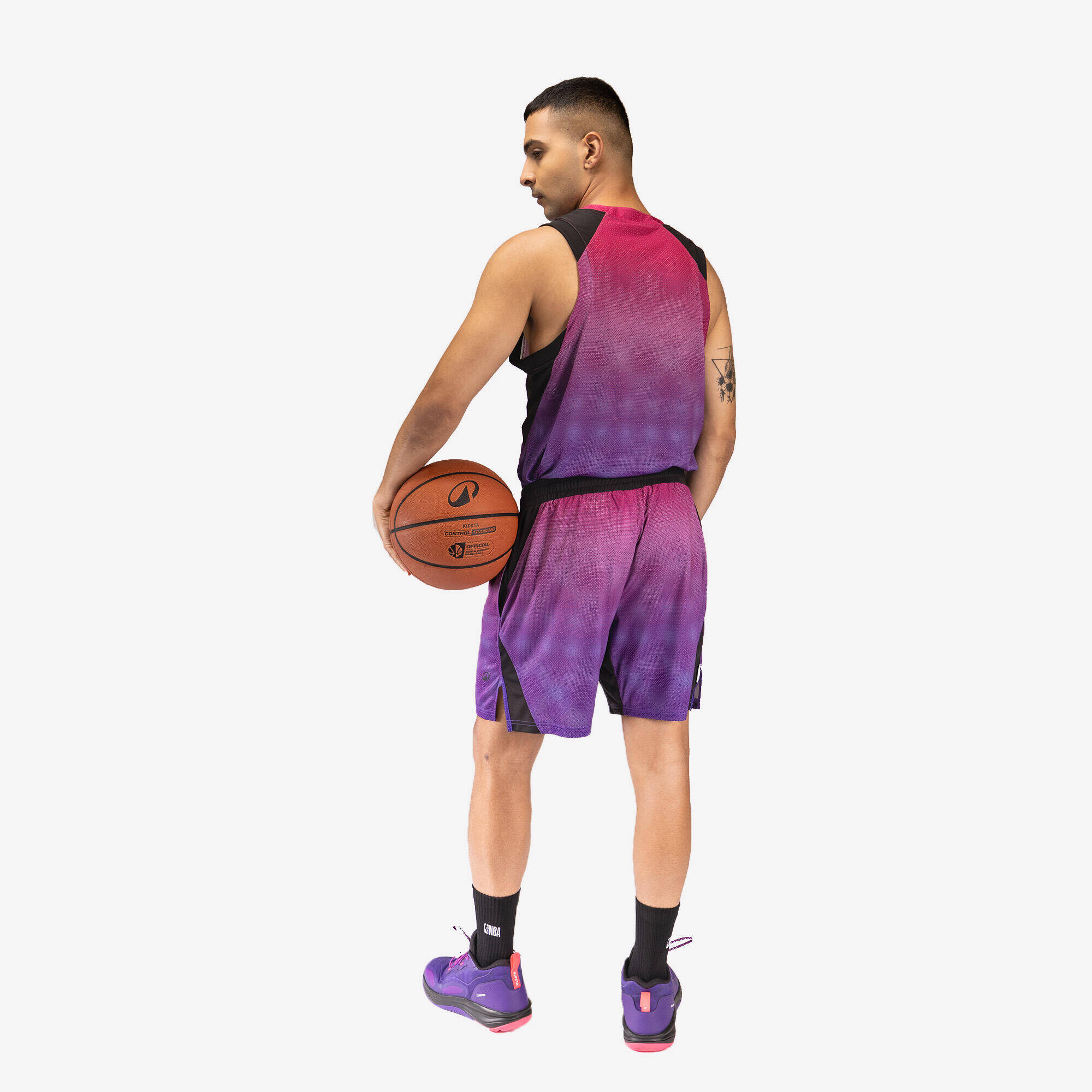 Adult Basketball Shoe Xover 100 Mid Cut Purple Pink -  2
