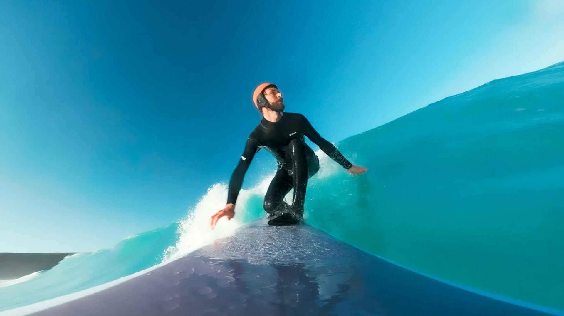 woman surfing a wave