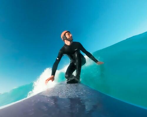 woman surfing a wave