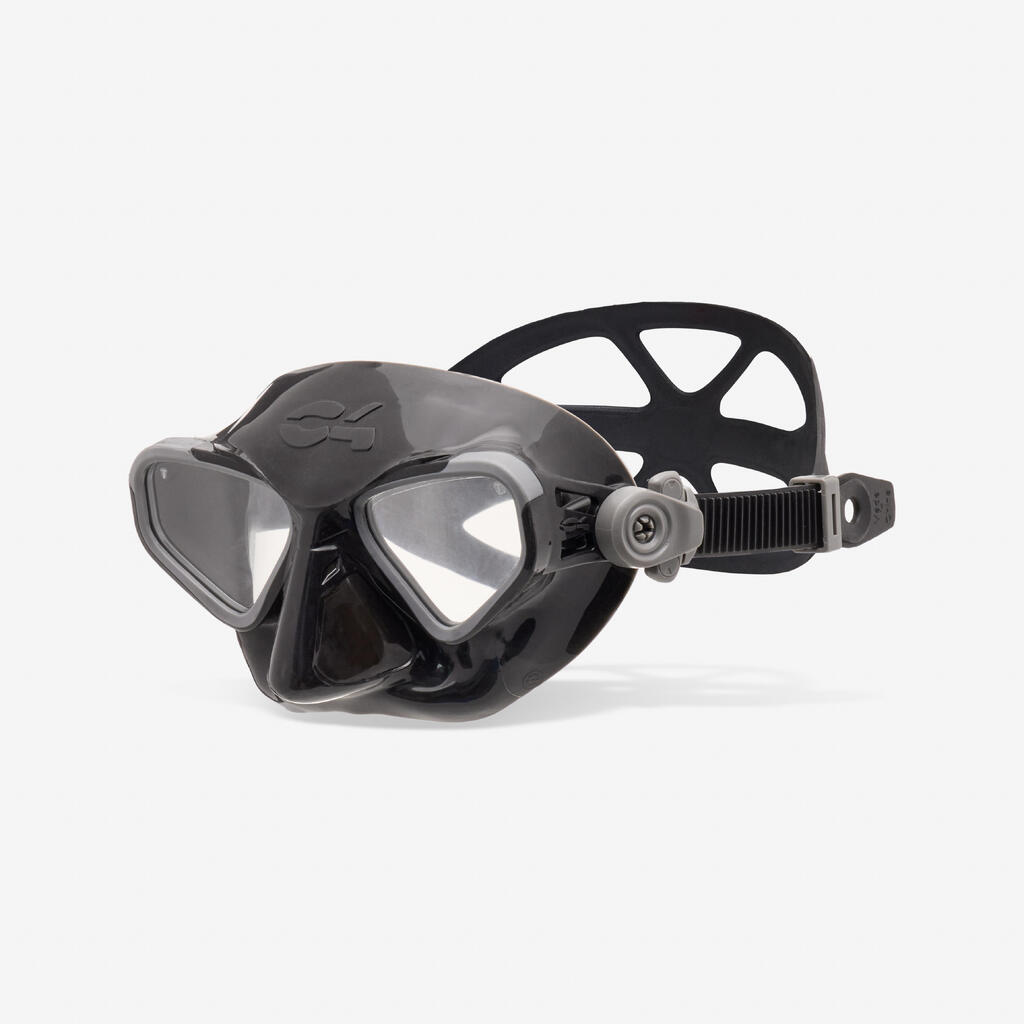Spearfishing/Freediving dual-lens ultra-low-volume anti-fog mask, Falcon black