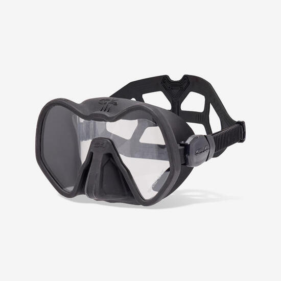 Masque plongée, chasse sous-marine et apnée mono verre anti buée, Skyline noir