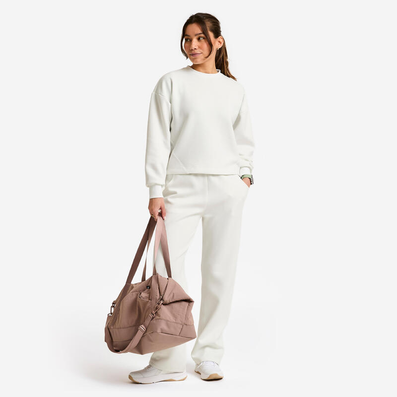 Pantalon jogging fitness confortabil Alb Damă