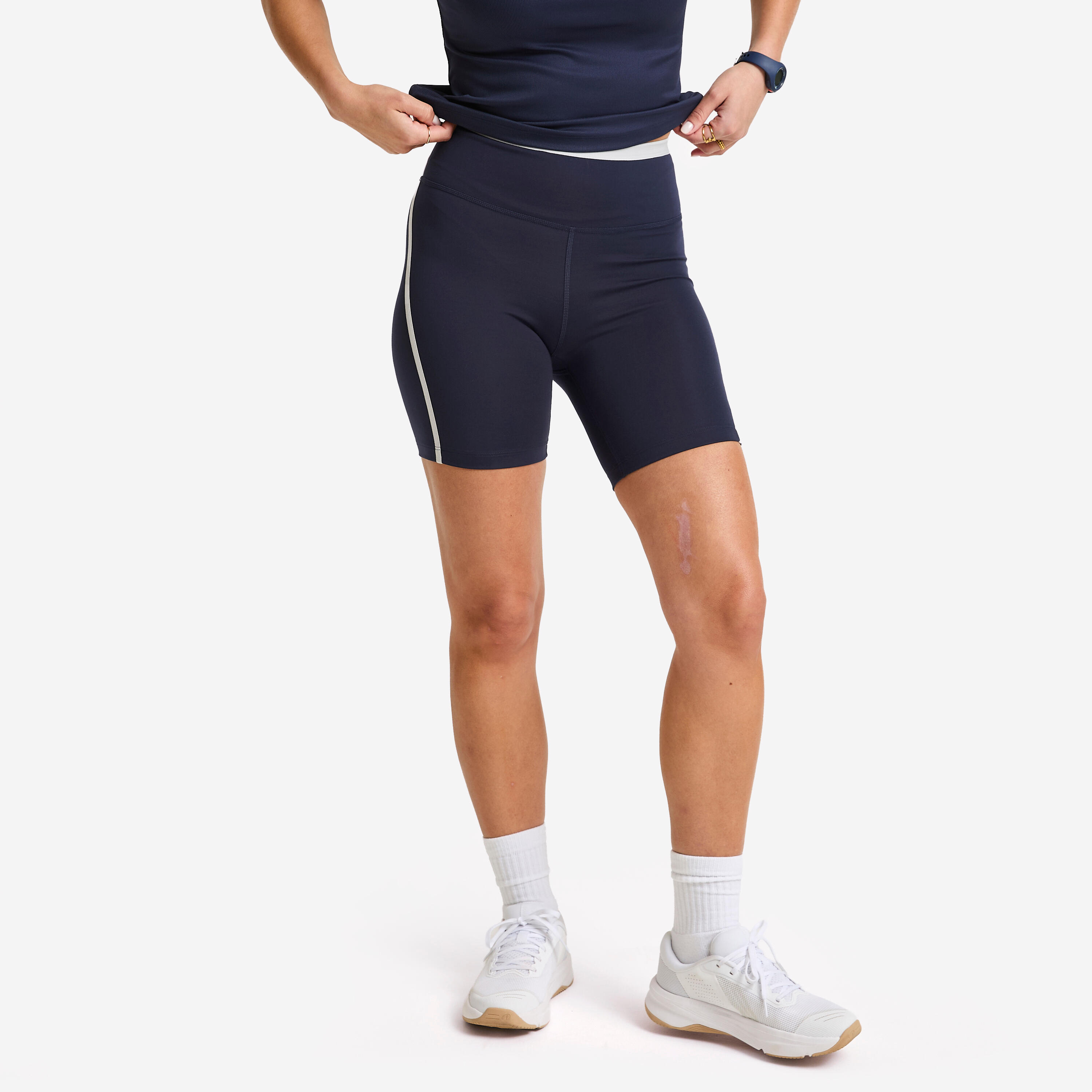 Women's Striped Cycling Shorts - DOMYOS