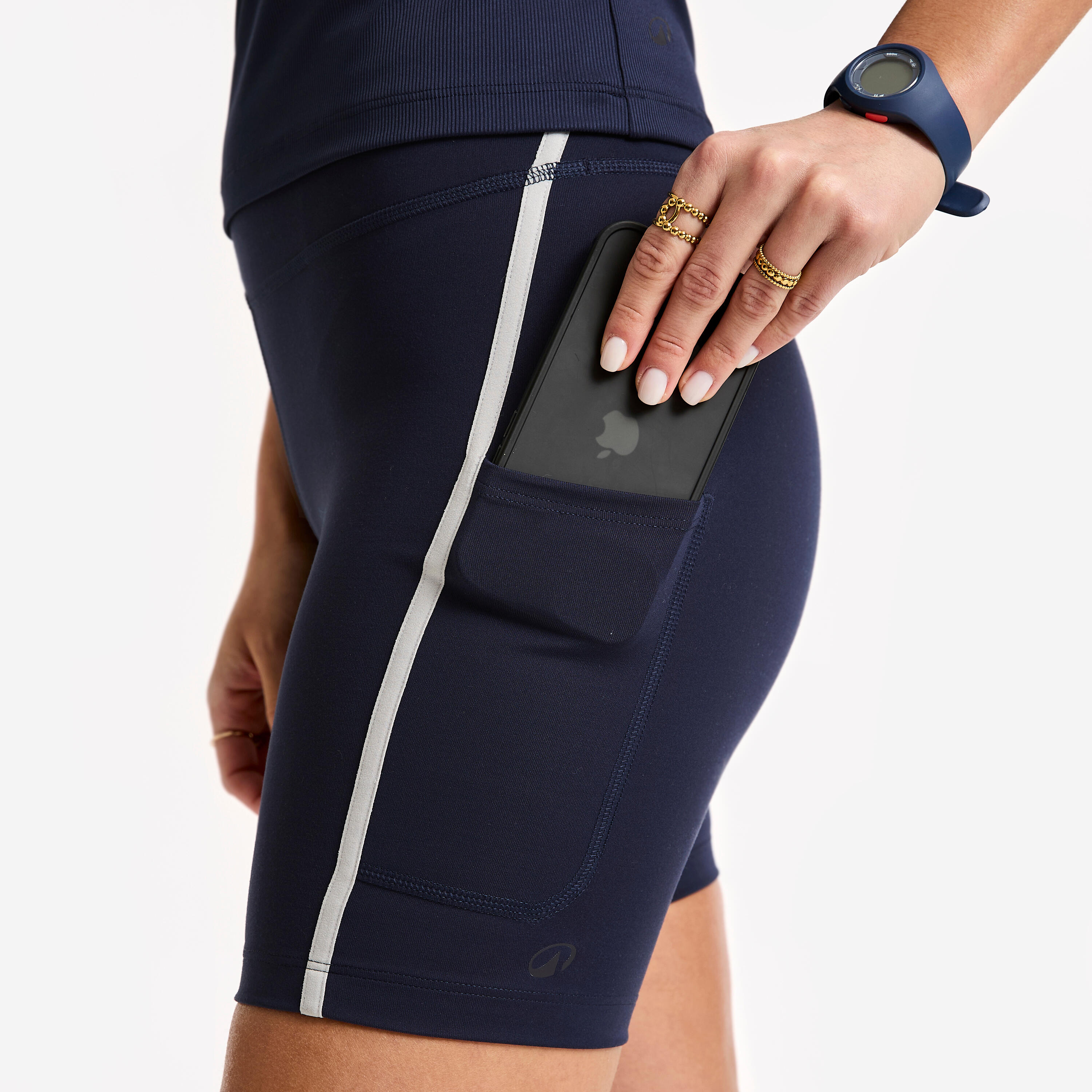 Women's Striped Cycling Shorts - DOMYOS