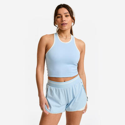 Canotta donna palestra cropped traspirante blu