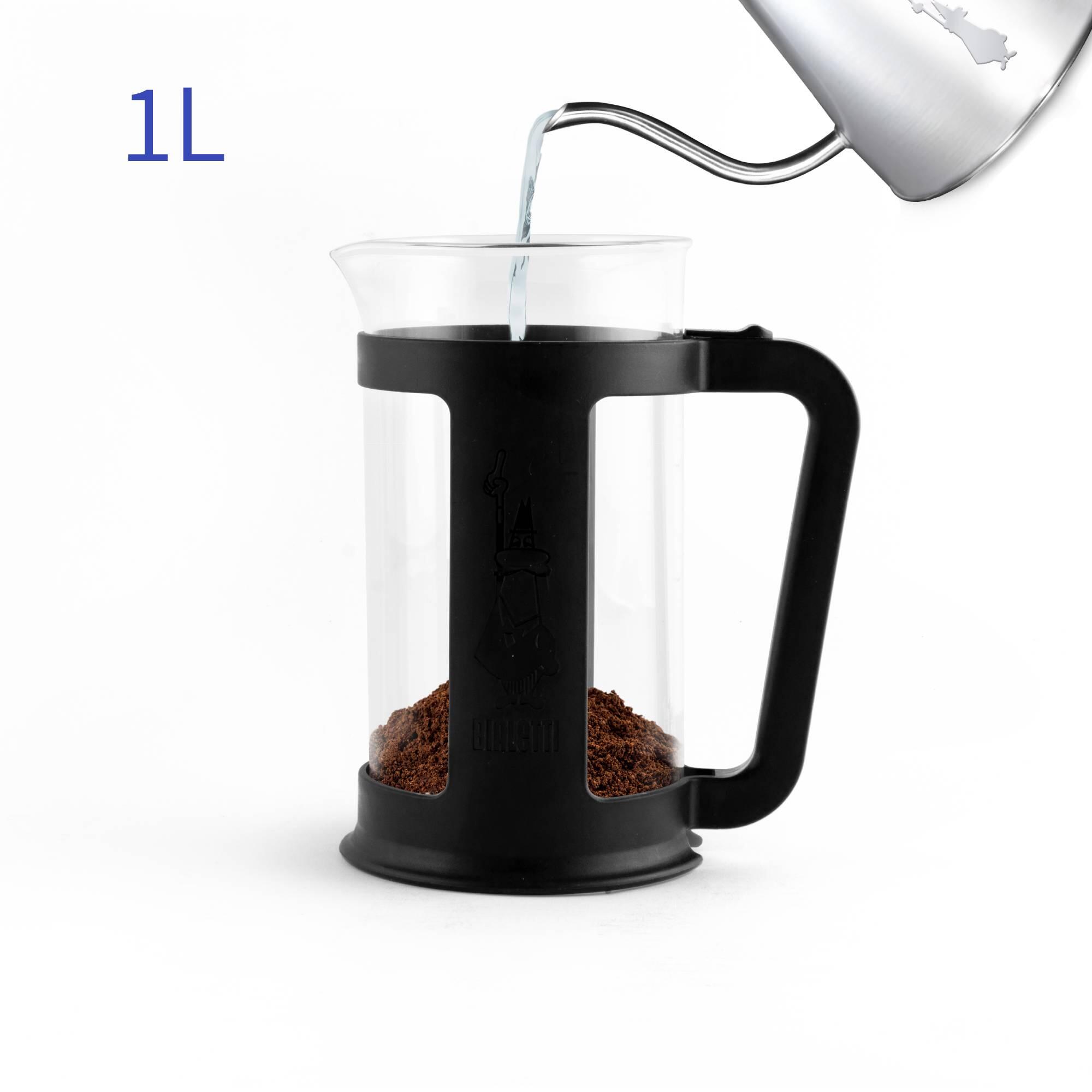 French press 1 liter, zwart 3/4