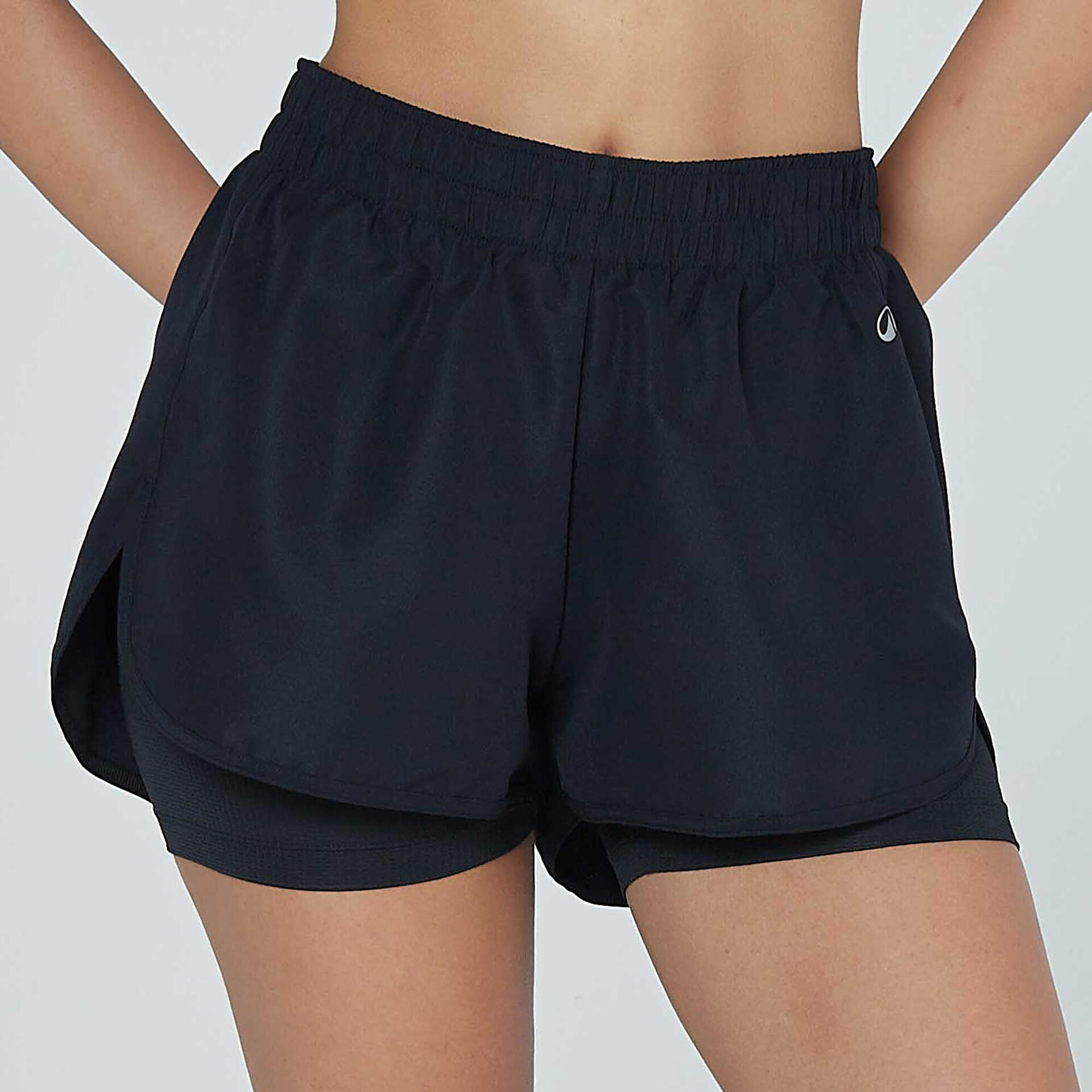 Shorts Feminino de Treino 120 2 em 1 Domyos Preto