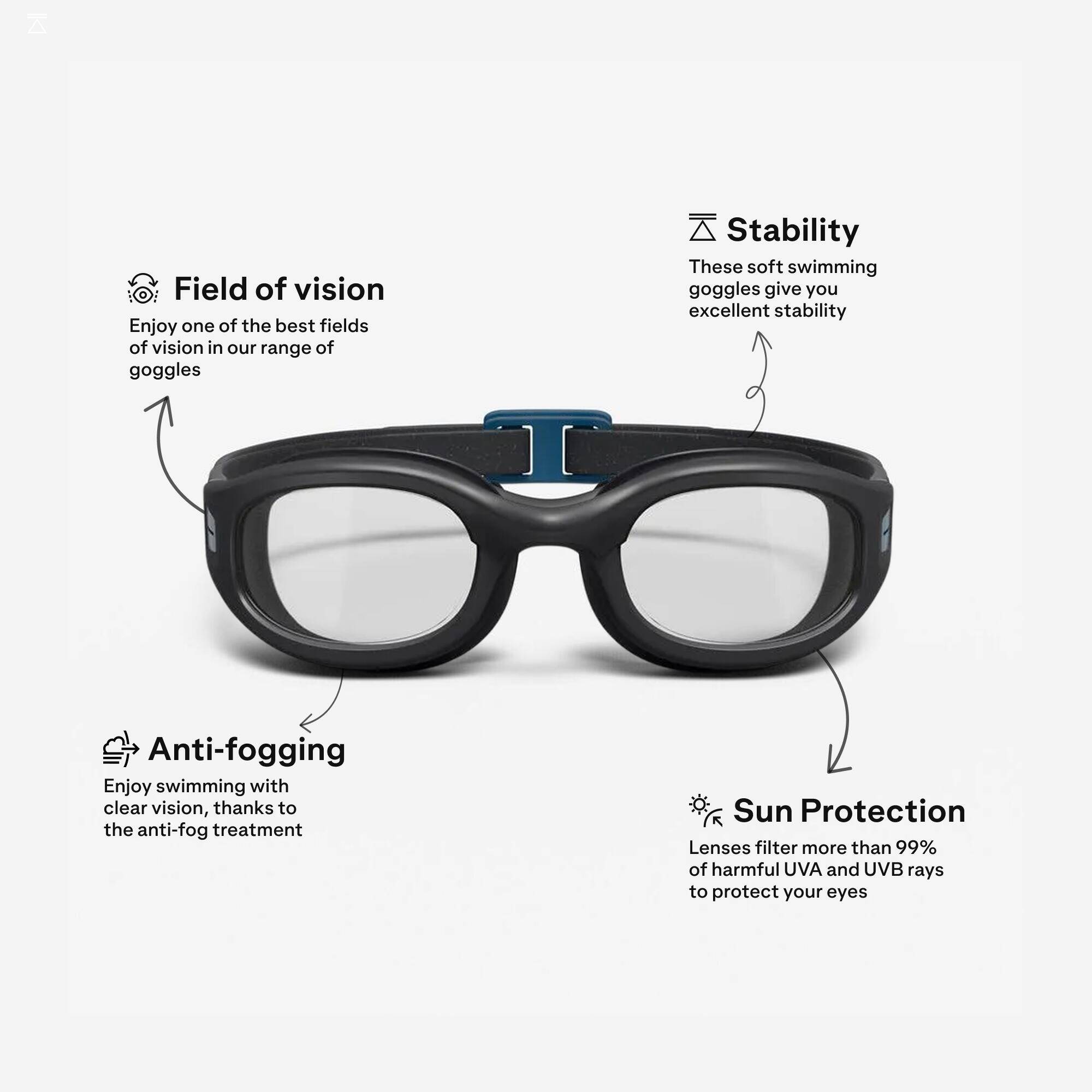 Swimming Goggles L Soft Black Non-Tinted Comfortable & Durable -  2