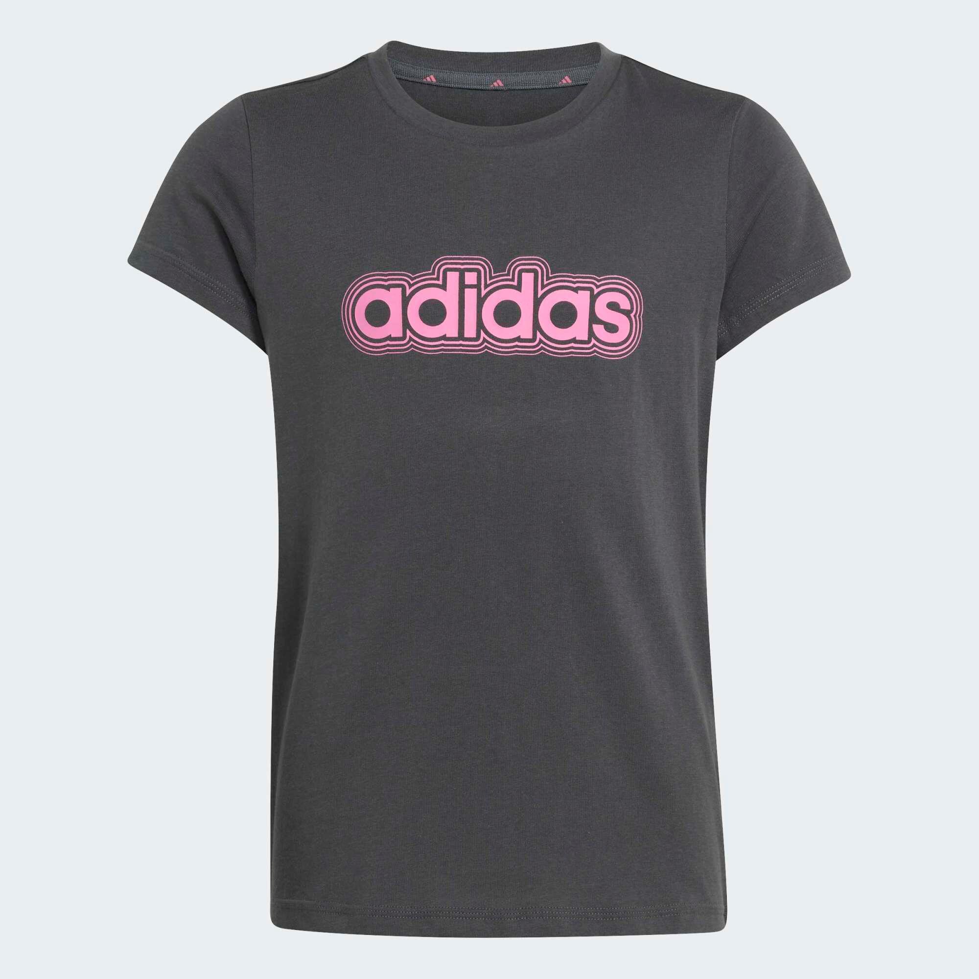 ADIDAS dievčenské fitness tričko bavlnené sivo-ružové 128 cm