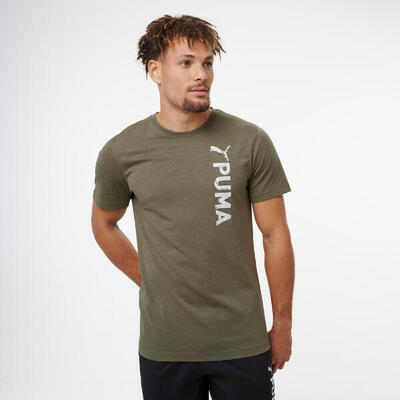 T-shirt Puma uomo palestra regular fit traspirante verde militare