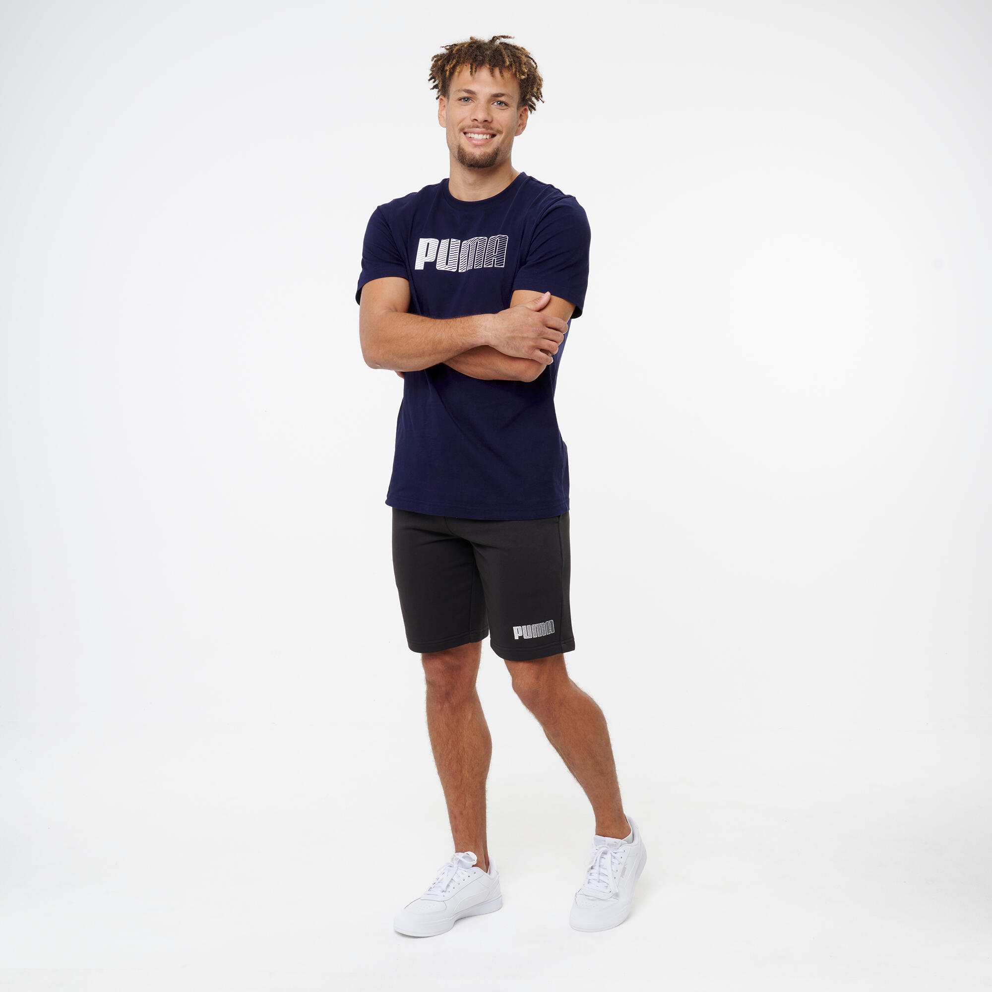 Short de fitness en coton homme, noir 2/6