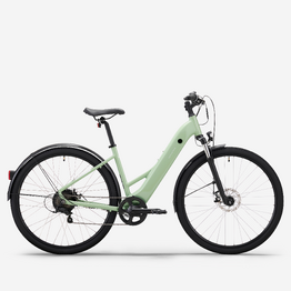 Vélo tout chemin électrique cadre bas, E-ACTV 100 vert amande