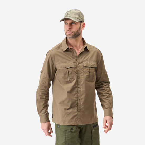 Camicia leggera anti-UV uomo 500 marrone