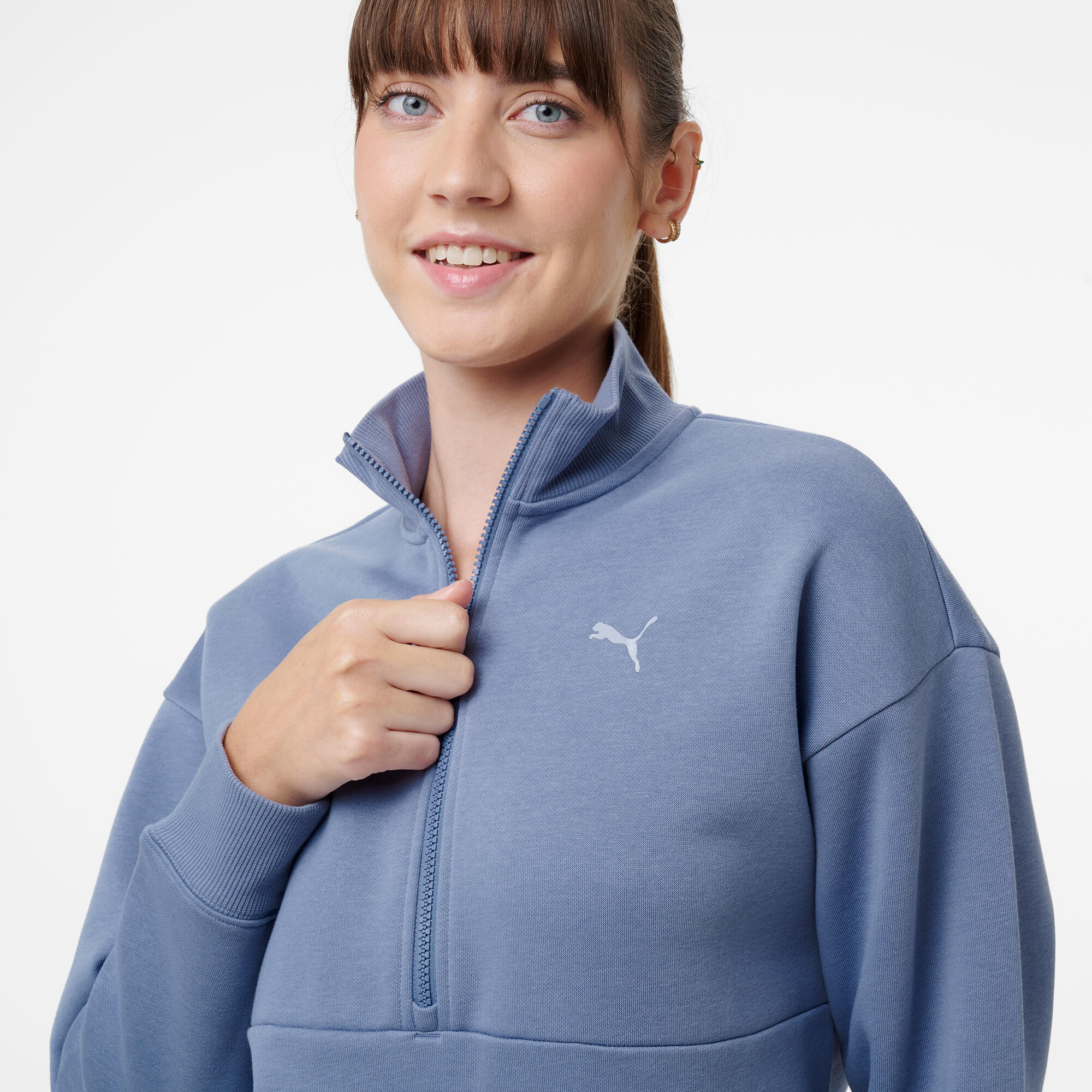 Felpa Puma donna palestra con zip leggera lavanda 4/7