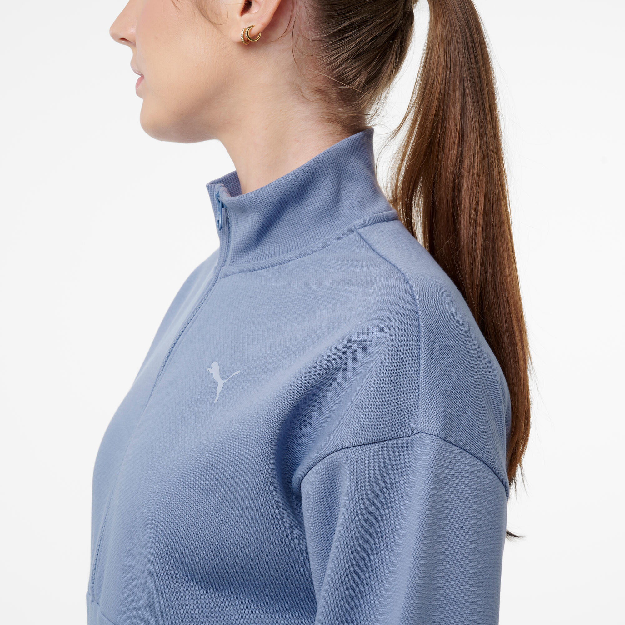 Felpa Puma donna palestra con zip leggera lavanda 7/7