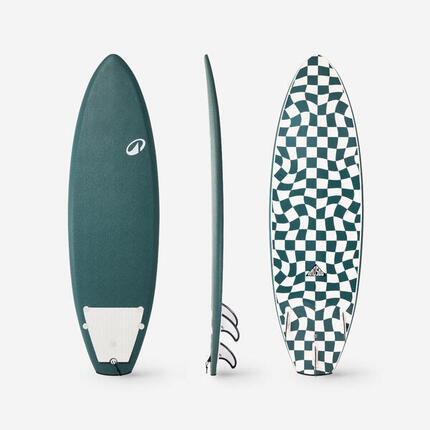 Planche de surf en mousse shortboard 6'2, 500 Soft RAD vert sapin