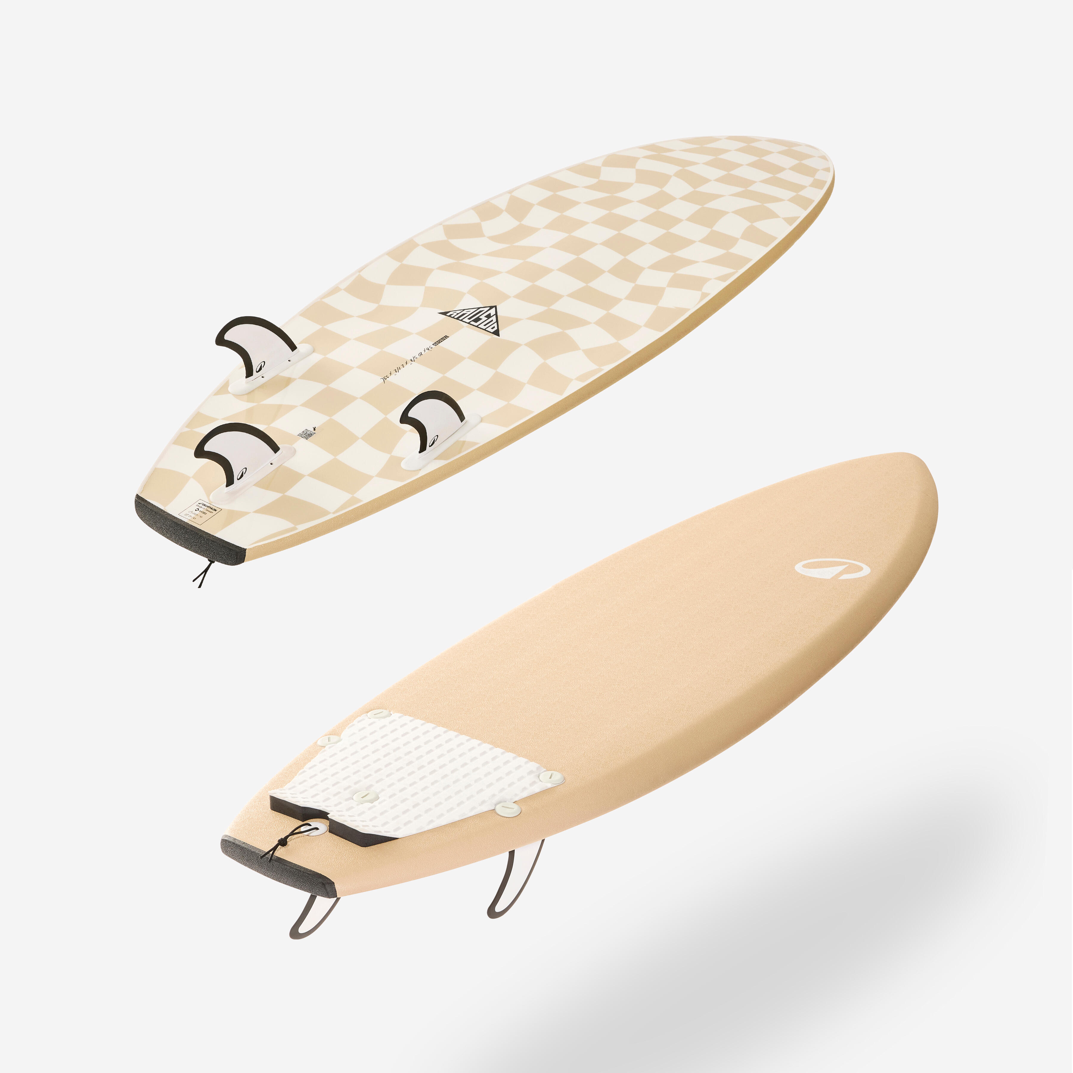 DECATHLON Penová doska shortboard 500 Soft RAD 5'6 na surfovanie béžová bez · záber 3