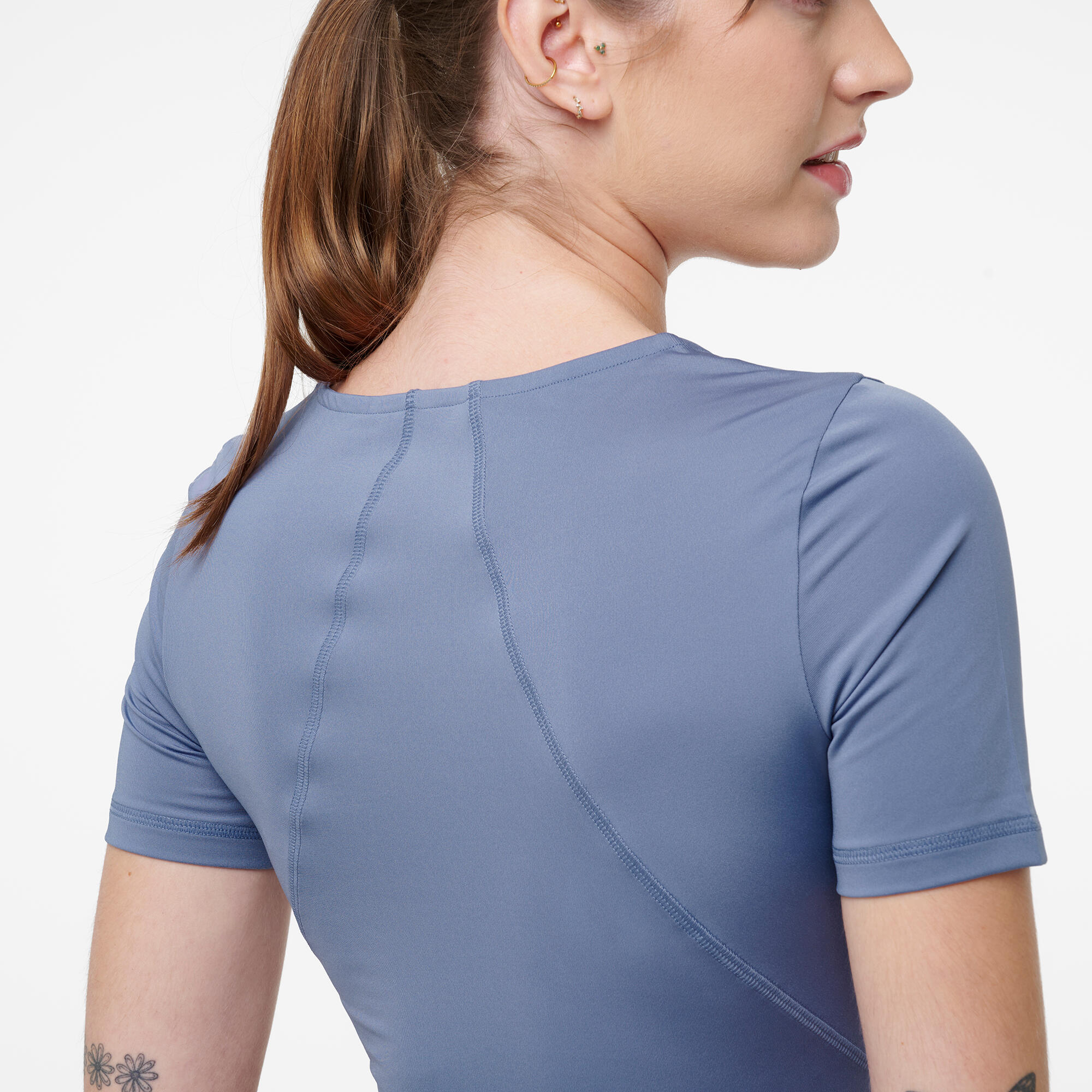 T-shirt crop top de fitness femme, mauve 4/5