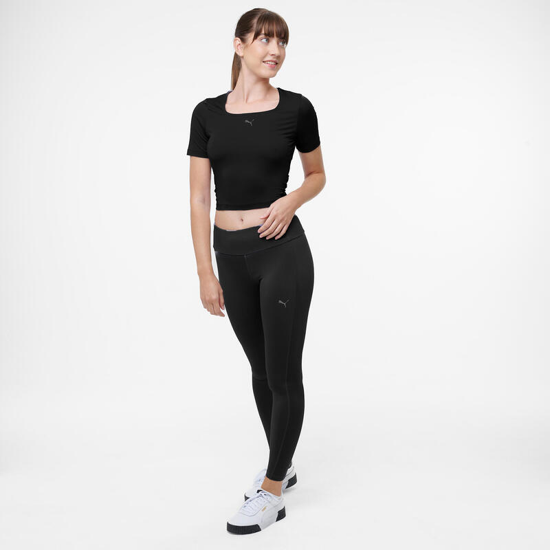 Tricou crop top de fitness negru, damă