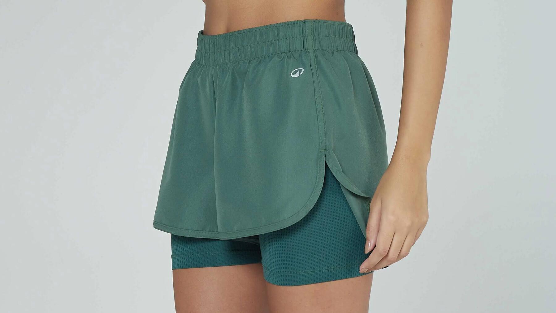 Shorts Feminino de Treino 120 2 em 1 Domyos Verde