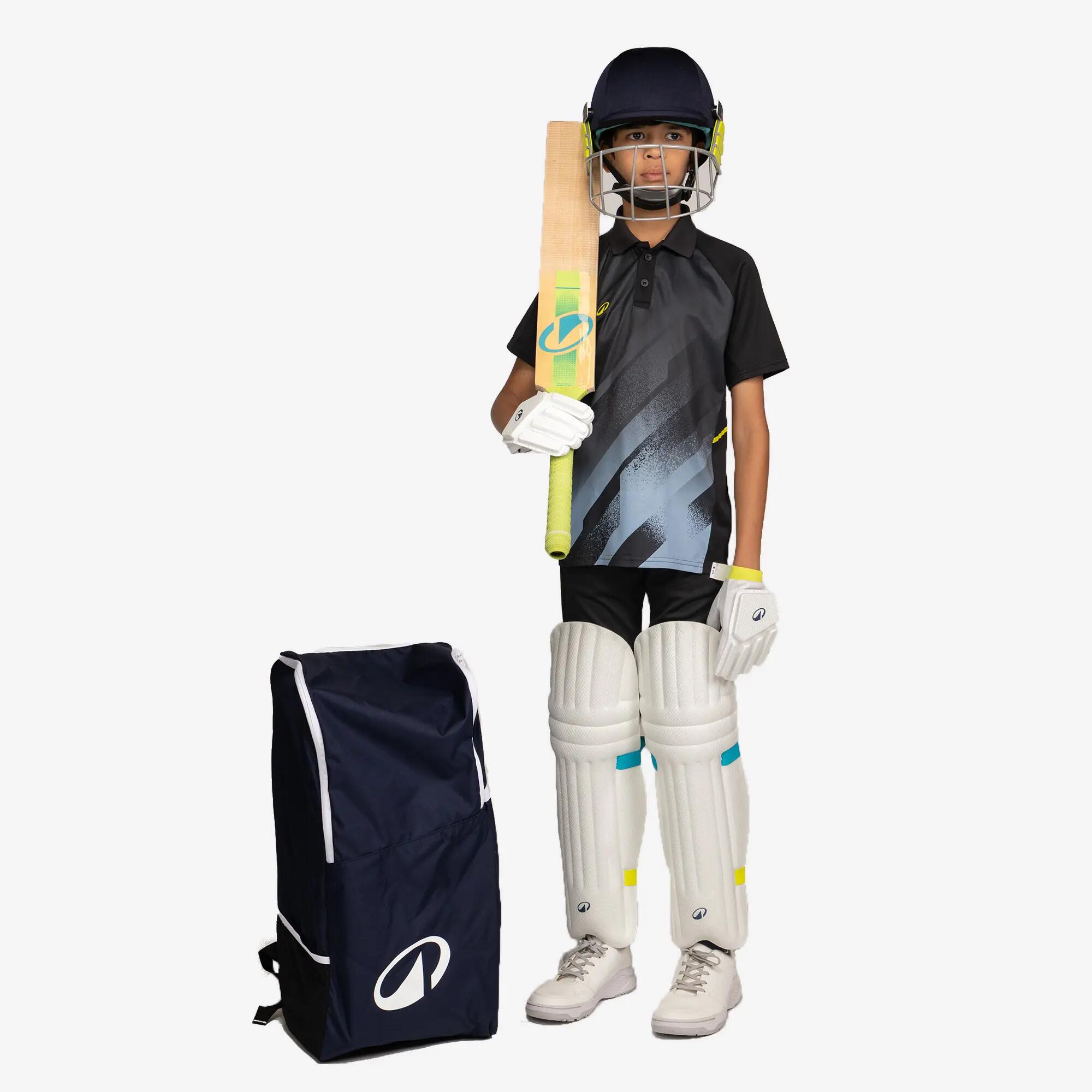 Kids Kashmir Willow Cricket Bat G2 Size 3 Lightweight Leather Ball Bat KW100 LM - Green -  2