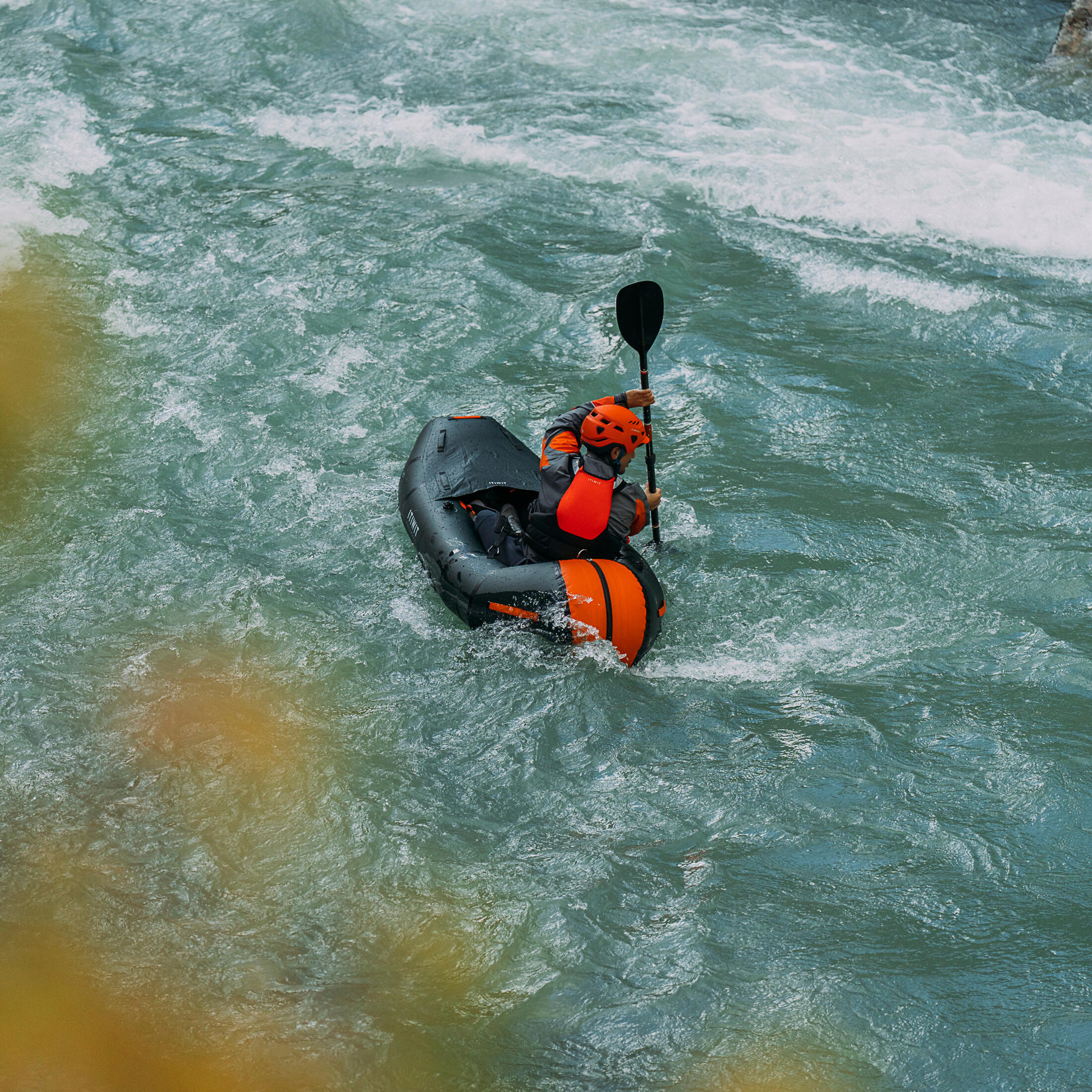 Kayak/packraft paddle - carbon-plastic adjustable-separable - 5 sections 195-215 9/16