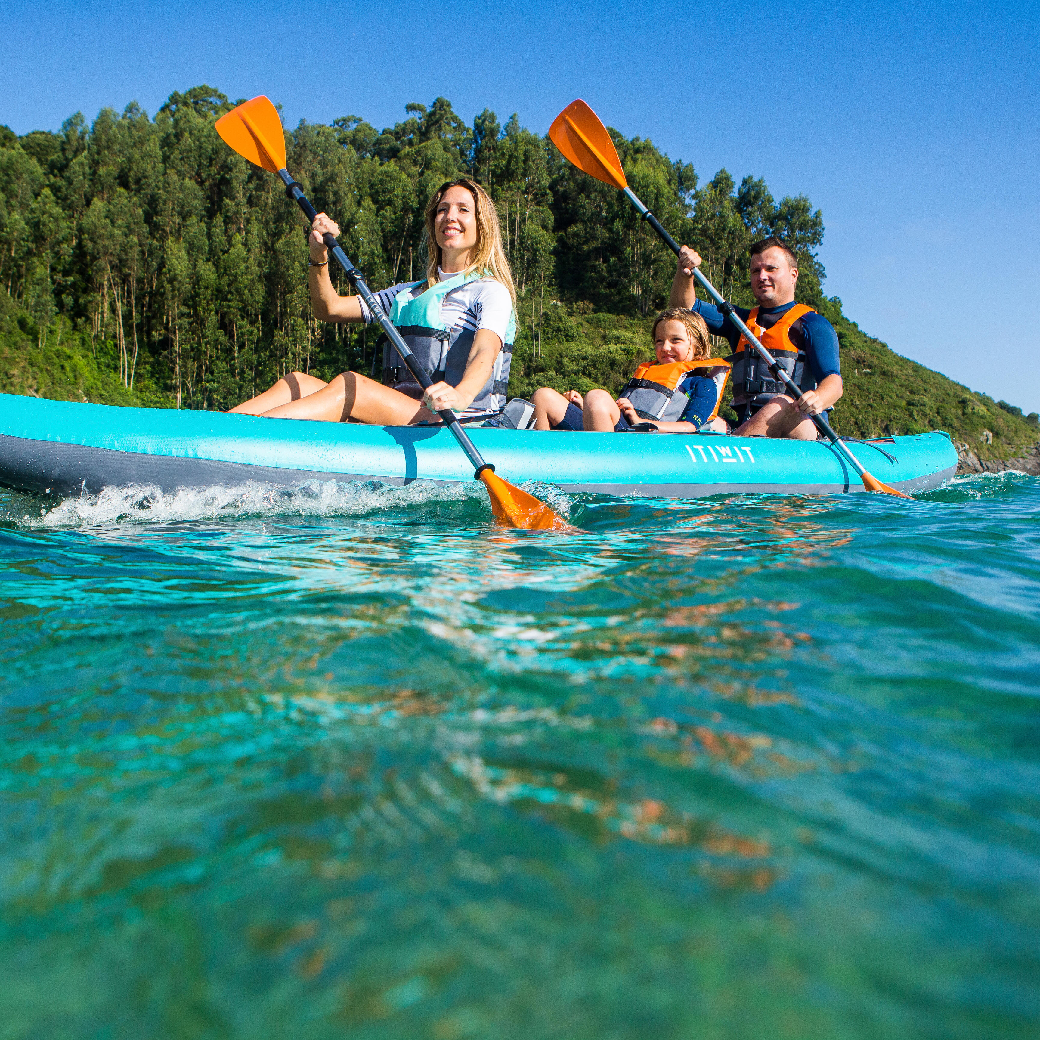 2-Part Adjustable Symmetrical Kayak Paddle, 100 - DECATHLON