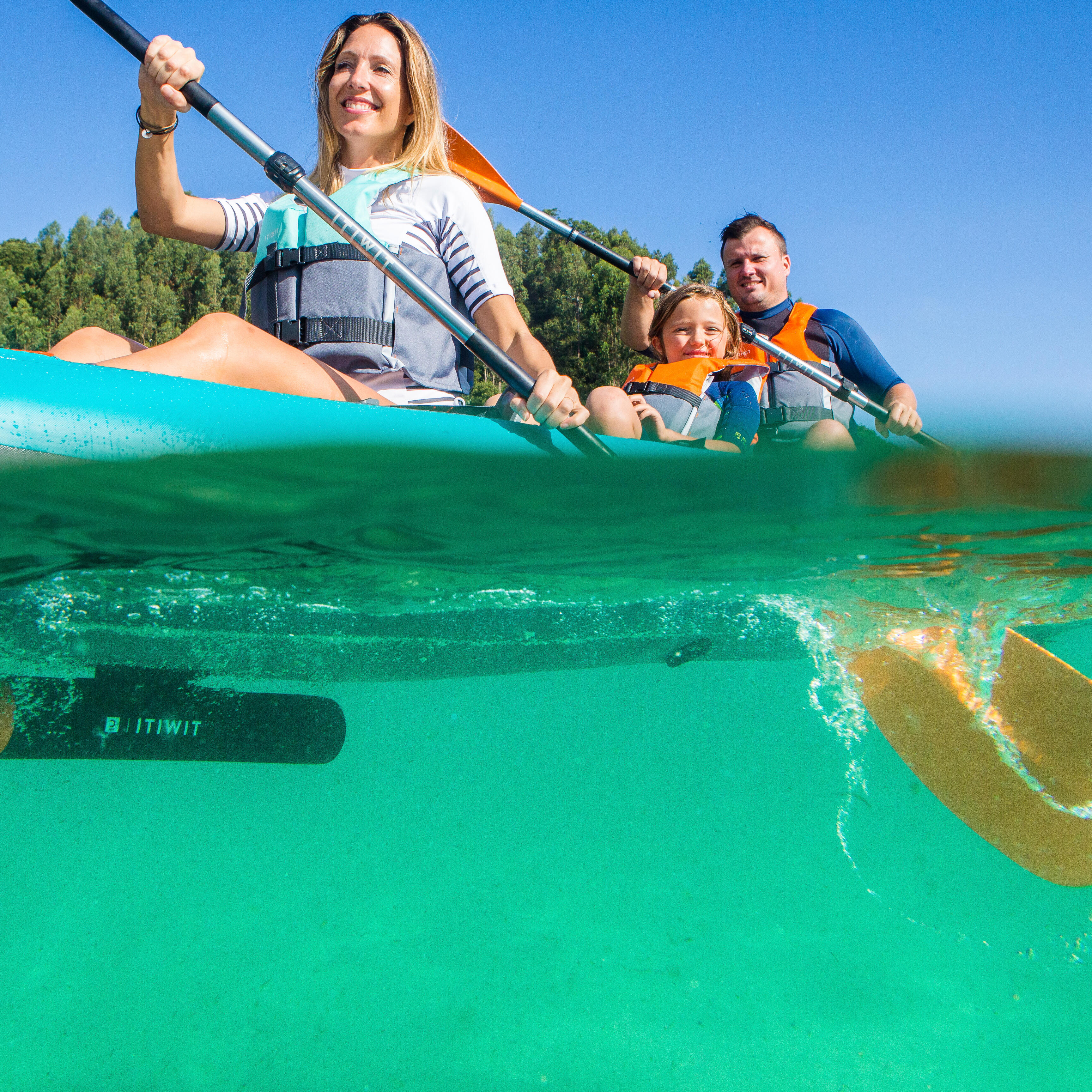 2-Part Adjustable Symmetrical Kayak Paddle, 100 - DECATHLON