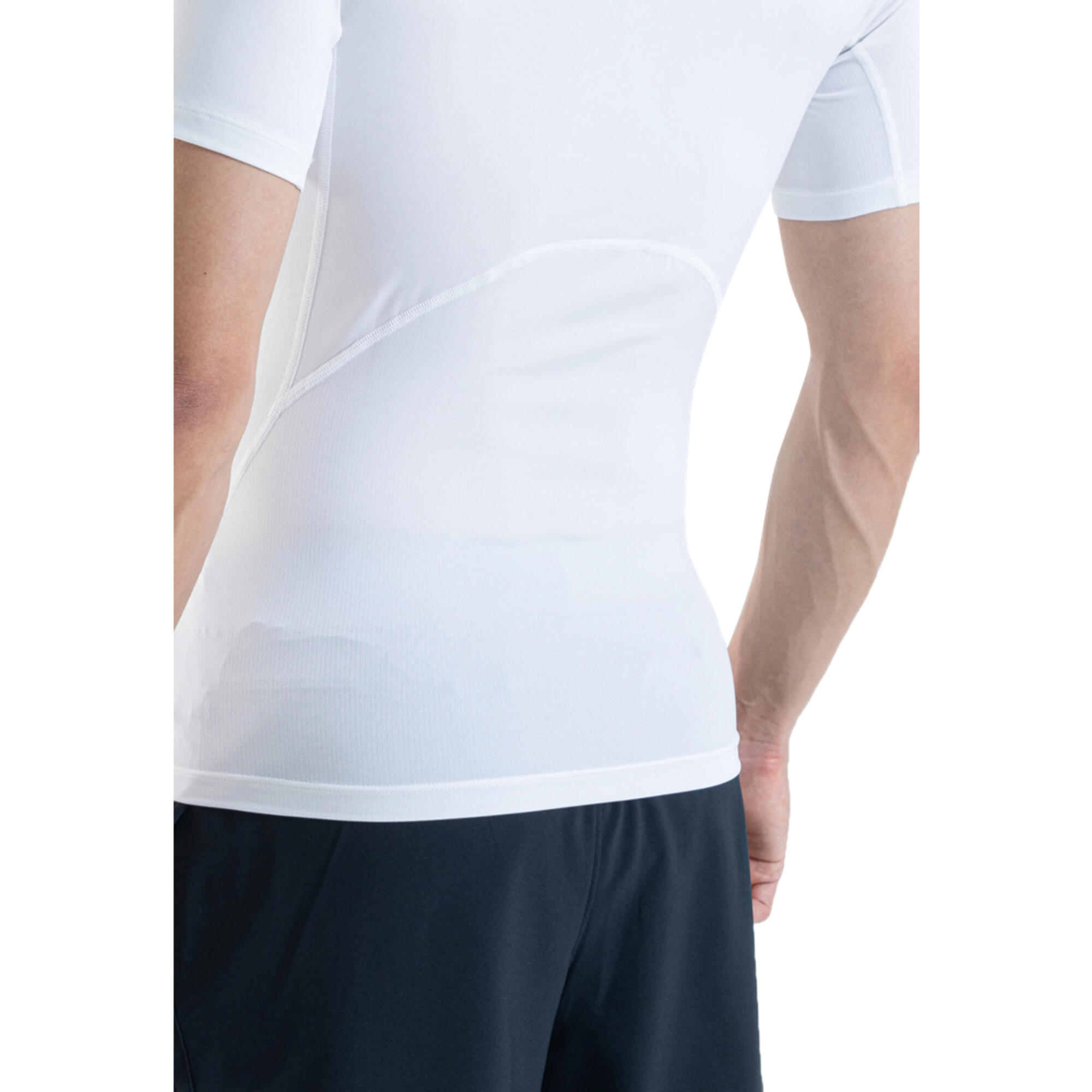 T-shirt compressiva bianca uomo palestra slim fit traspirante 7/7