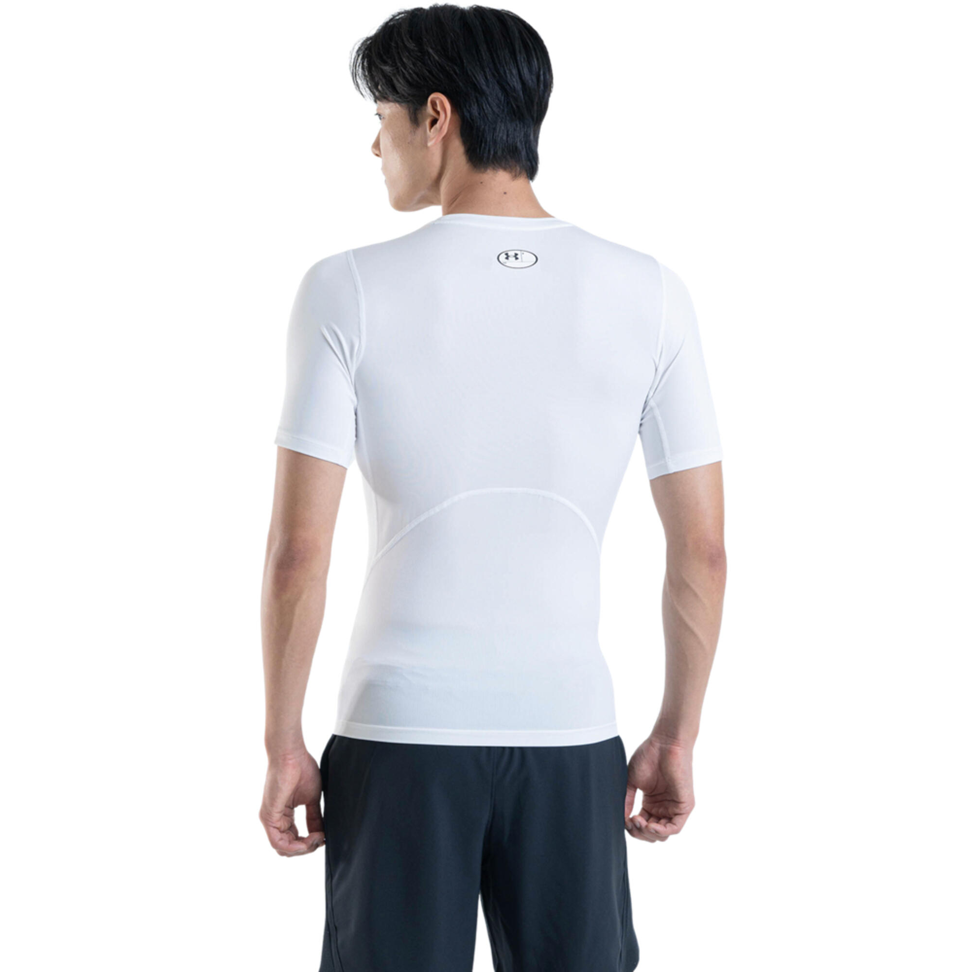 T-shirt compressiva bianca uomo palestra slim fit traspirante 3/7