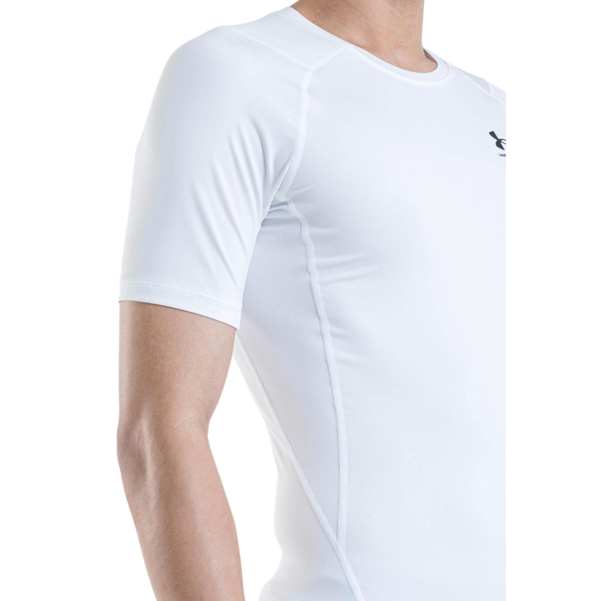T-shirt compressiva bianca uomo palestra slim fit traspirante 6/7