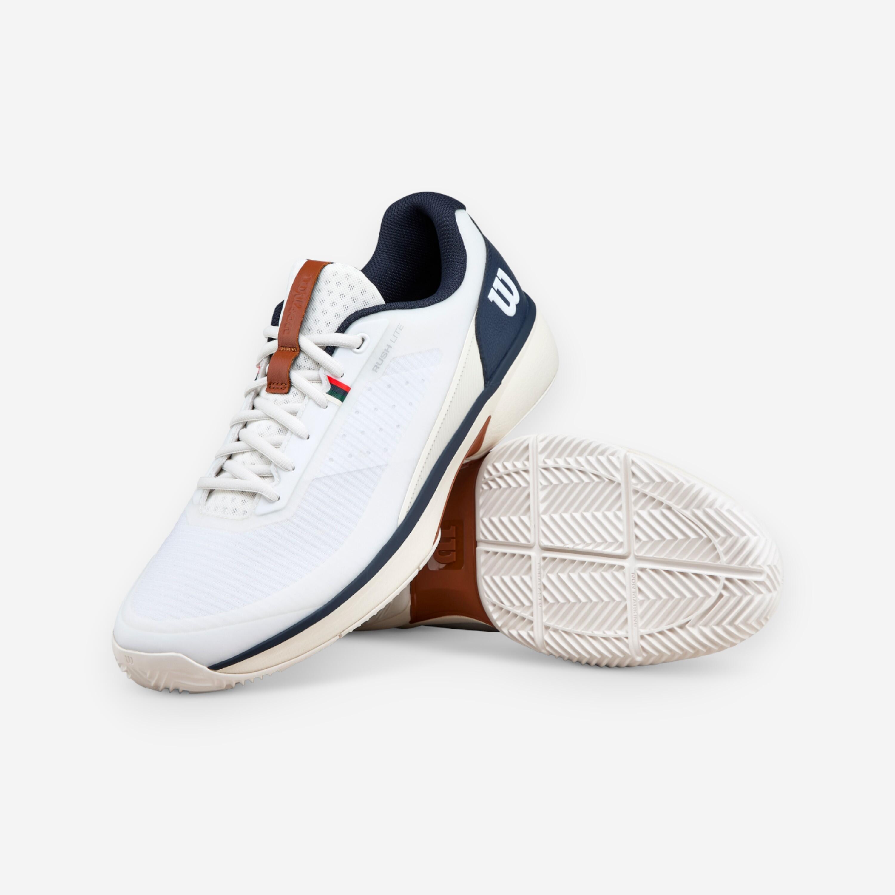 Rush Pro Lite Herren Sandplatz Tennisschuh Weiss Grün Blau 3/8