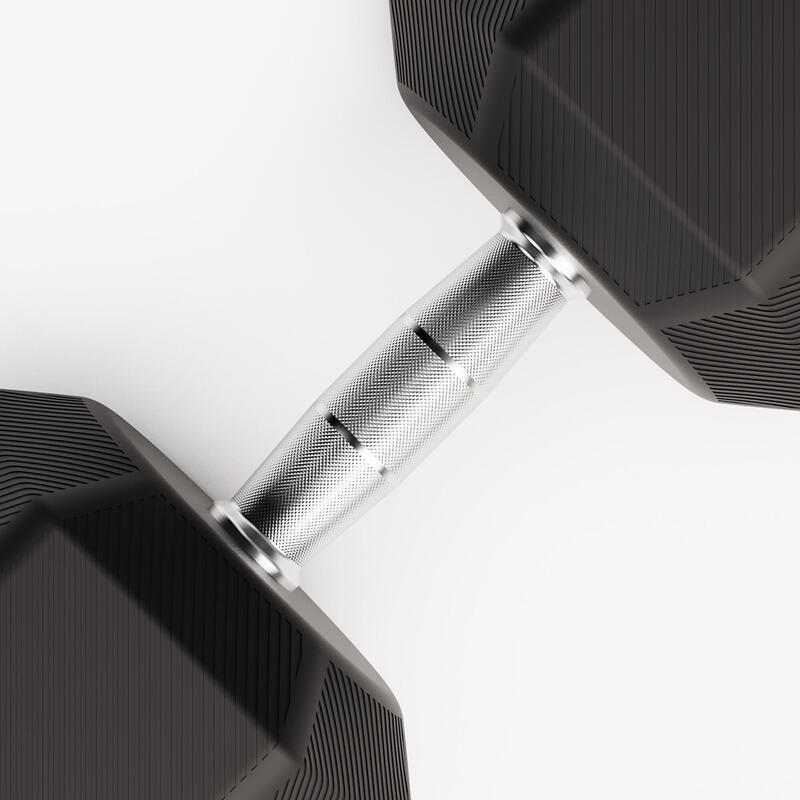Ganteră de crosstraining și bodybuilding Dumbbell hexagonală 32,5 kg, negru