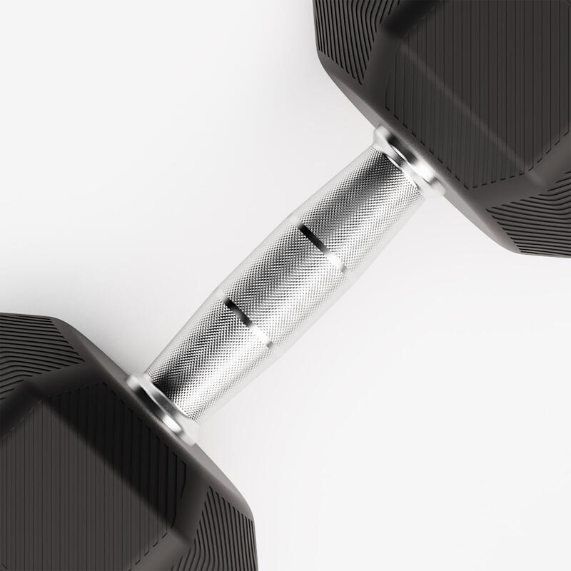 Ganteră de crosstraining și bodybuilding Dumbbell hexagonală 12,5 kg, negru
